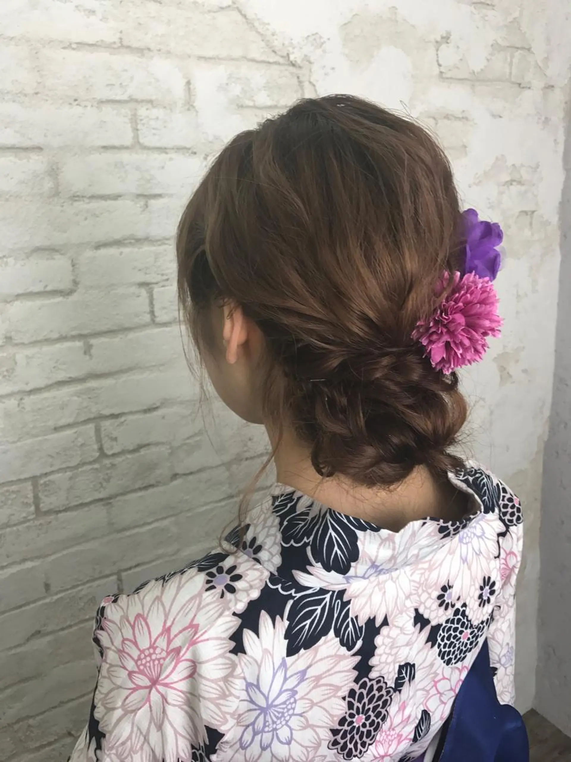 セミロング カラー パーマ ヘアアレンジ 韓国ヘア✨グレージュ カラーasamiのヘアスタイル