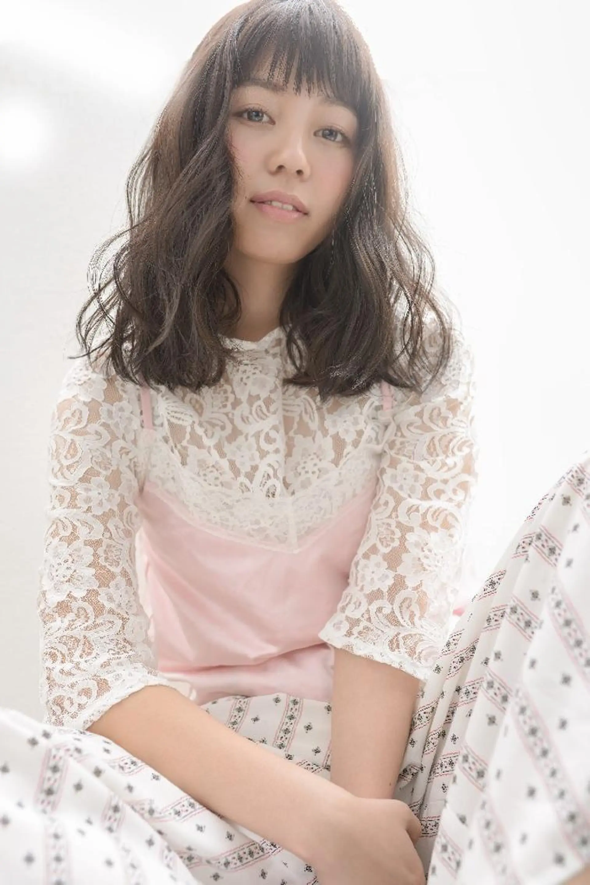 ミディアム パーマ カラー belta 姫路山吹 カラーモデル募集のヘアスタイル