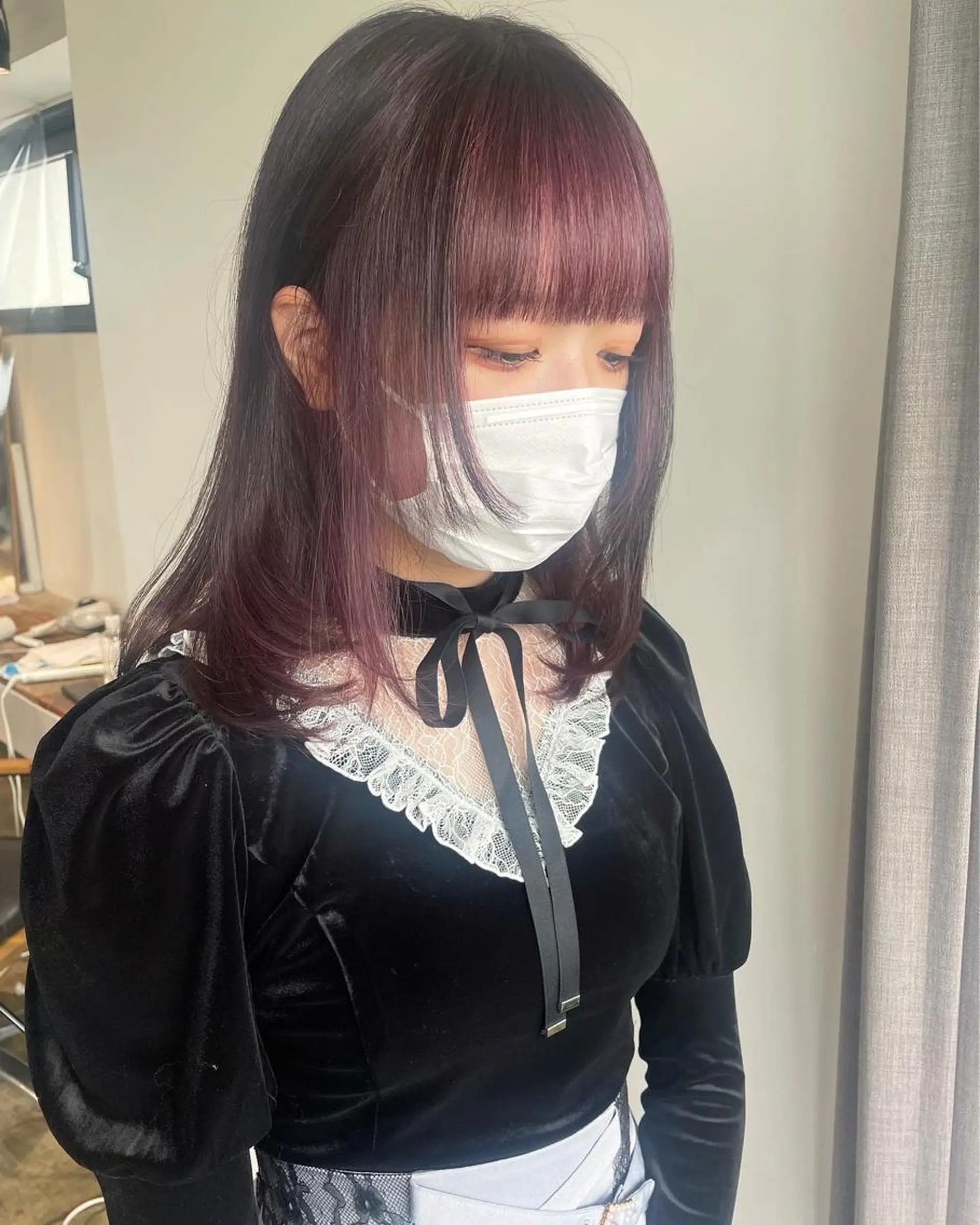 ミディアム カラー インナーカラー ピンクカラー ヘアカラー トリートメント ハイトーン/レイヤー /ケアブリーチ石川治のヘアスタイル