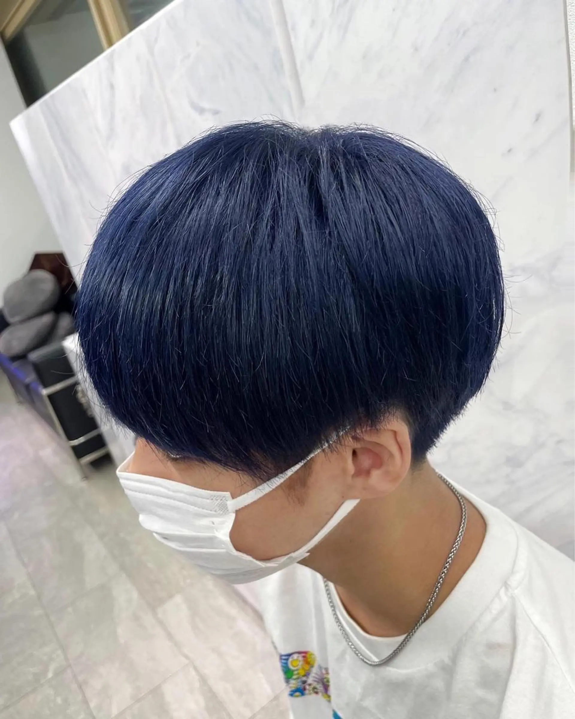 ショート カラー メンズ マッシュ ネイビーカラー 🎀プルエクステ みまひかる🎀のヘアスタイル