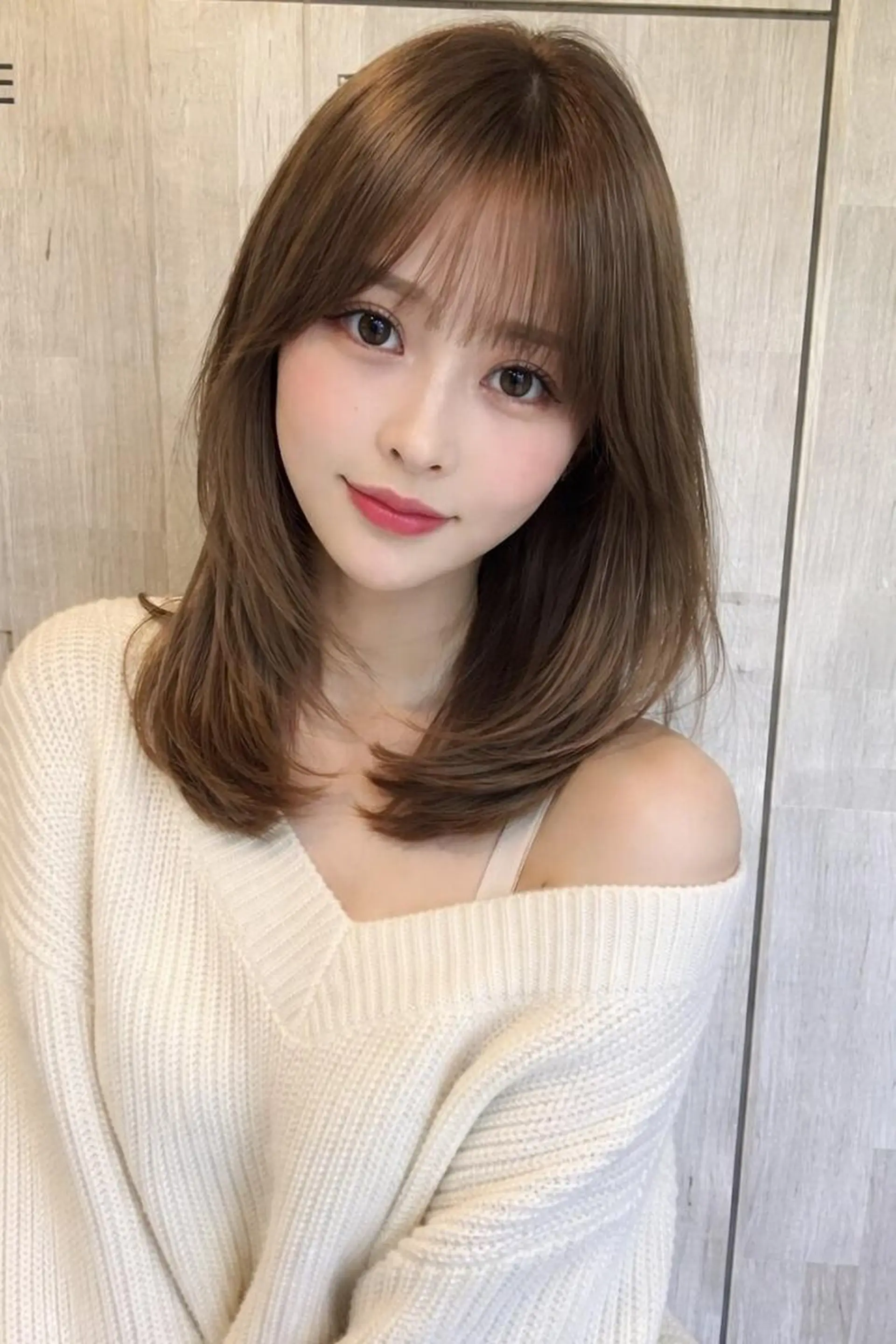 ミディアム ボブ ハイライト 髪質改善 韓国風ヘア レイヤーカット .5 by soleil 小松店のヘアスタイル