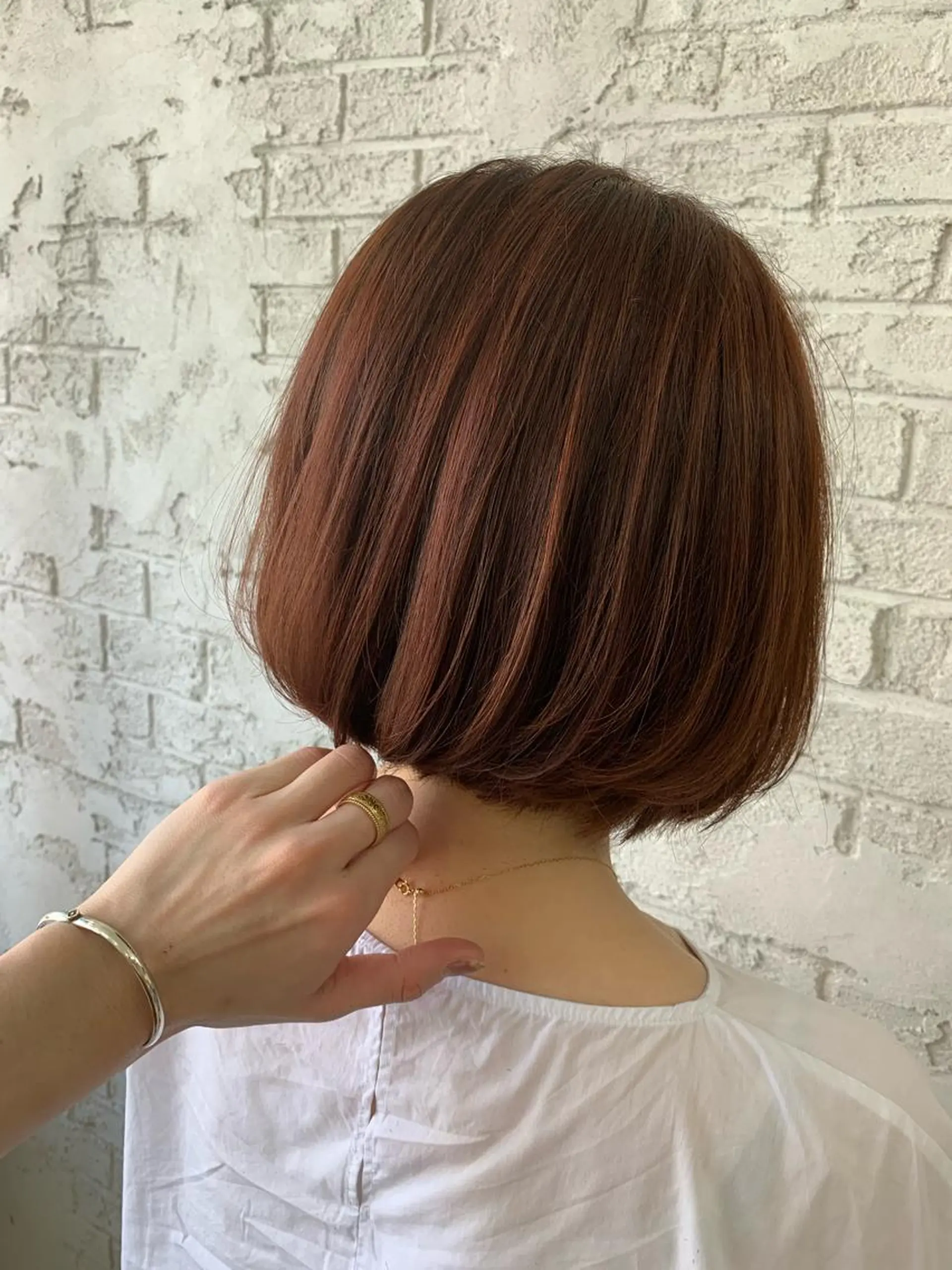 ミディアム オレンジブラウン ハイライト 🇺🇸ハイライト特 化美容師🇺🇸漆沢のヘアスタイル