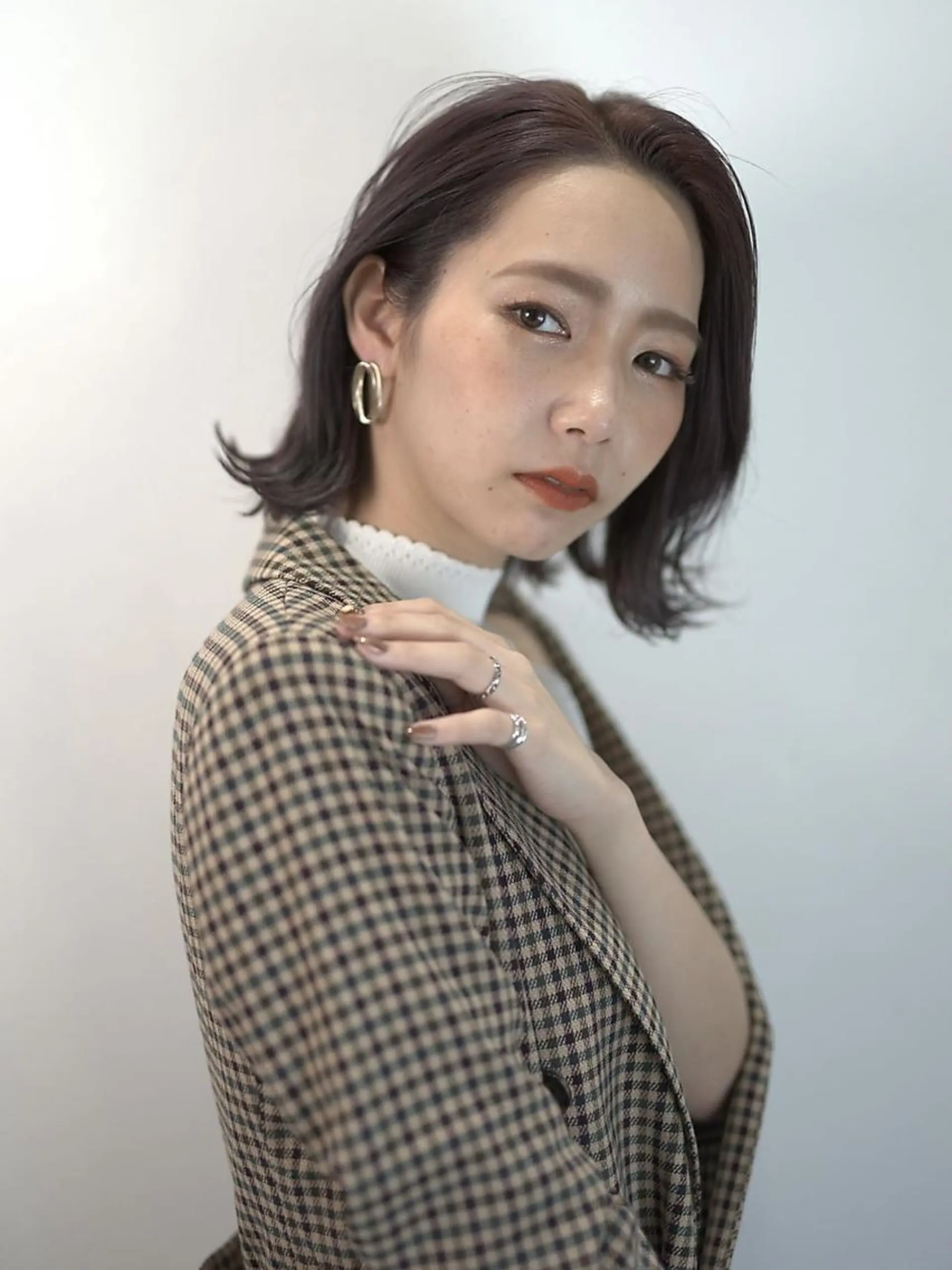 ミディアム 柳下 涼のヘアスタイル