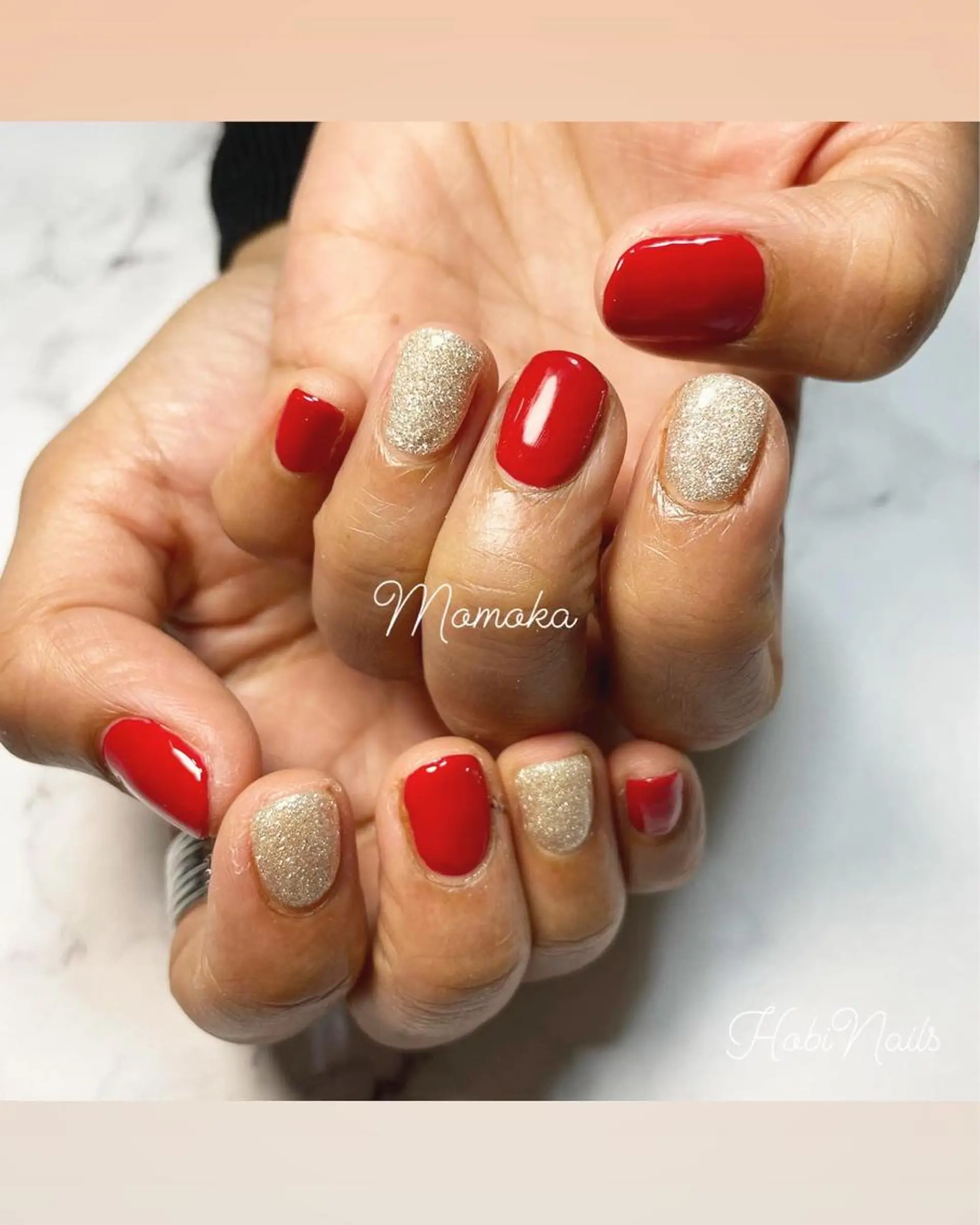 ネイル 赤色 Momo nailsalonのネイルデザイン
