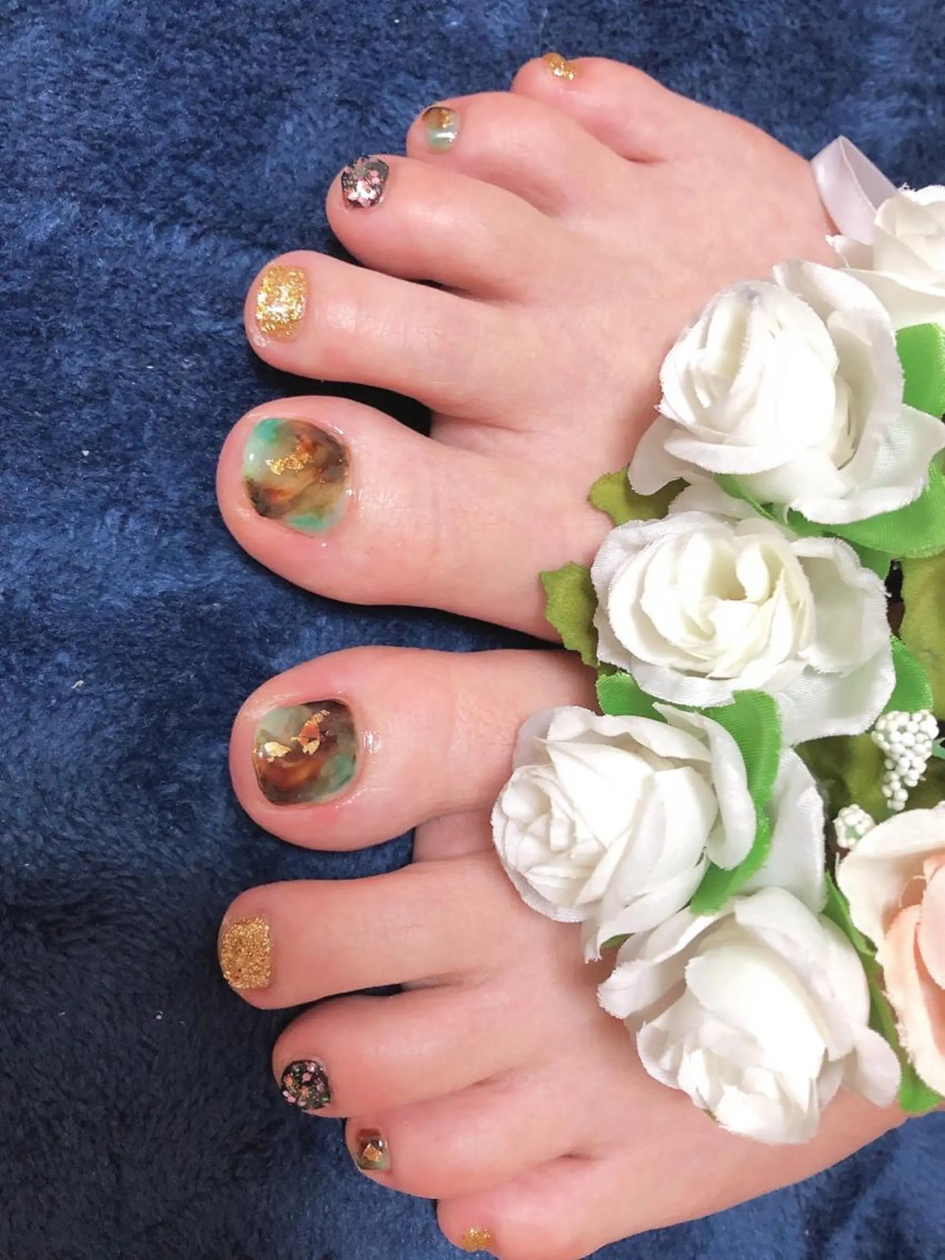 ネイル フットネイル グリーン フットネイル chama所属・大和田 美貴のネイルデザイン