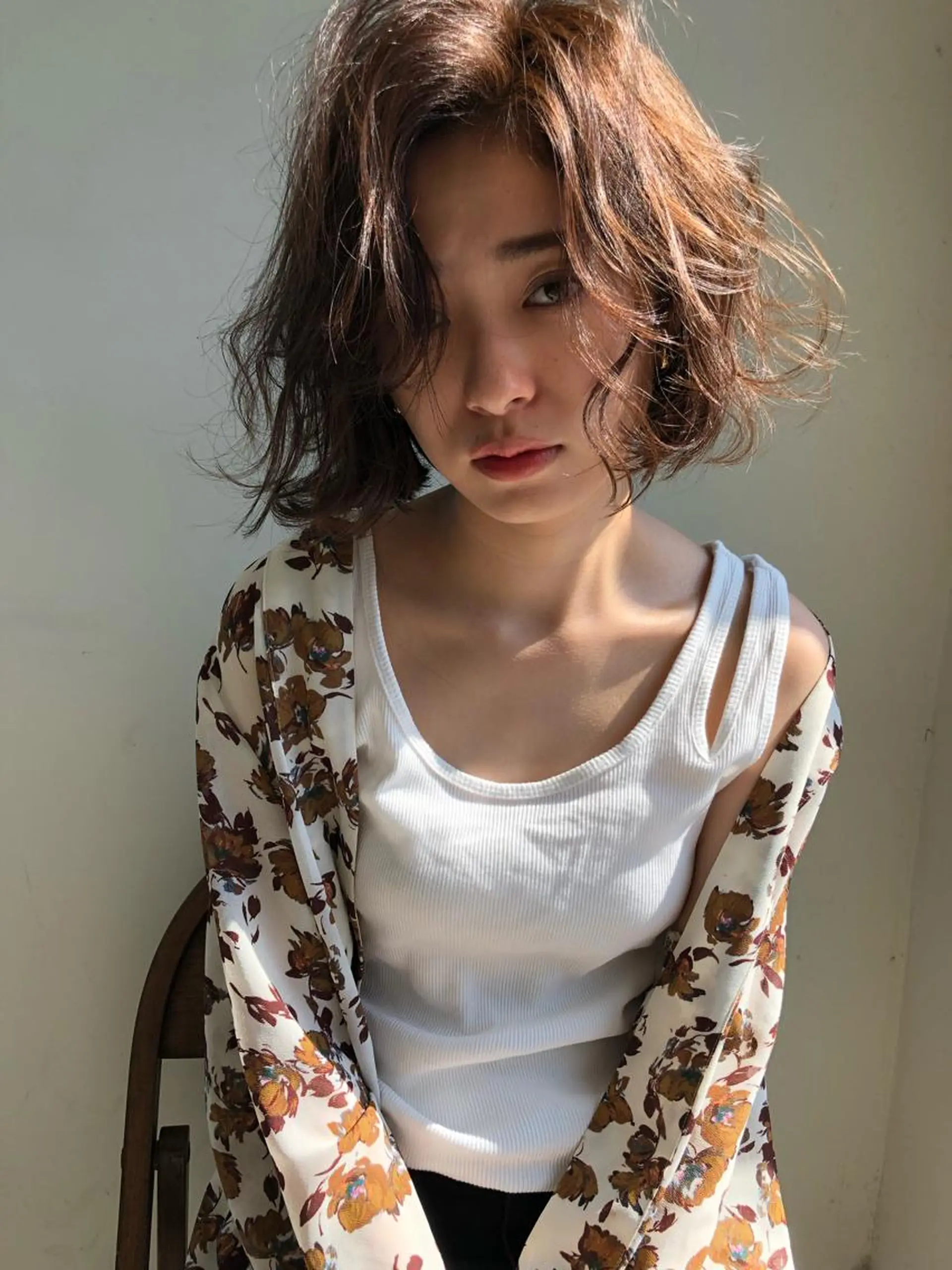 ミディアム 切りっぱなしボブ ボブ カット ヘアカラー トリートメント 小澤大輔 YOLO hairのヘアスタイル