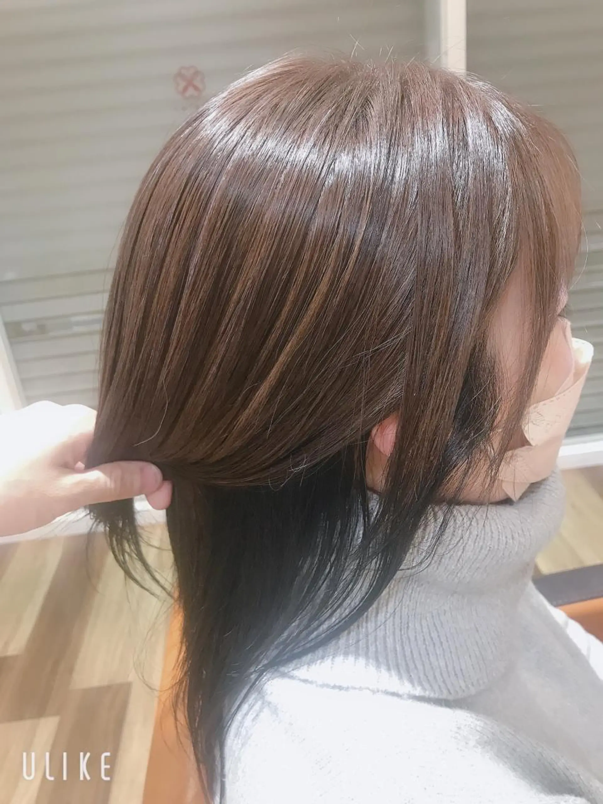 ミディアム カラー 黒髪 SEA BELLE YASUのヘアスタイル