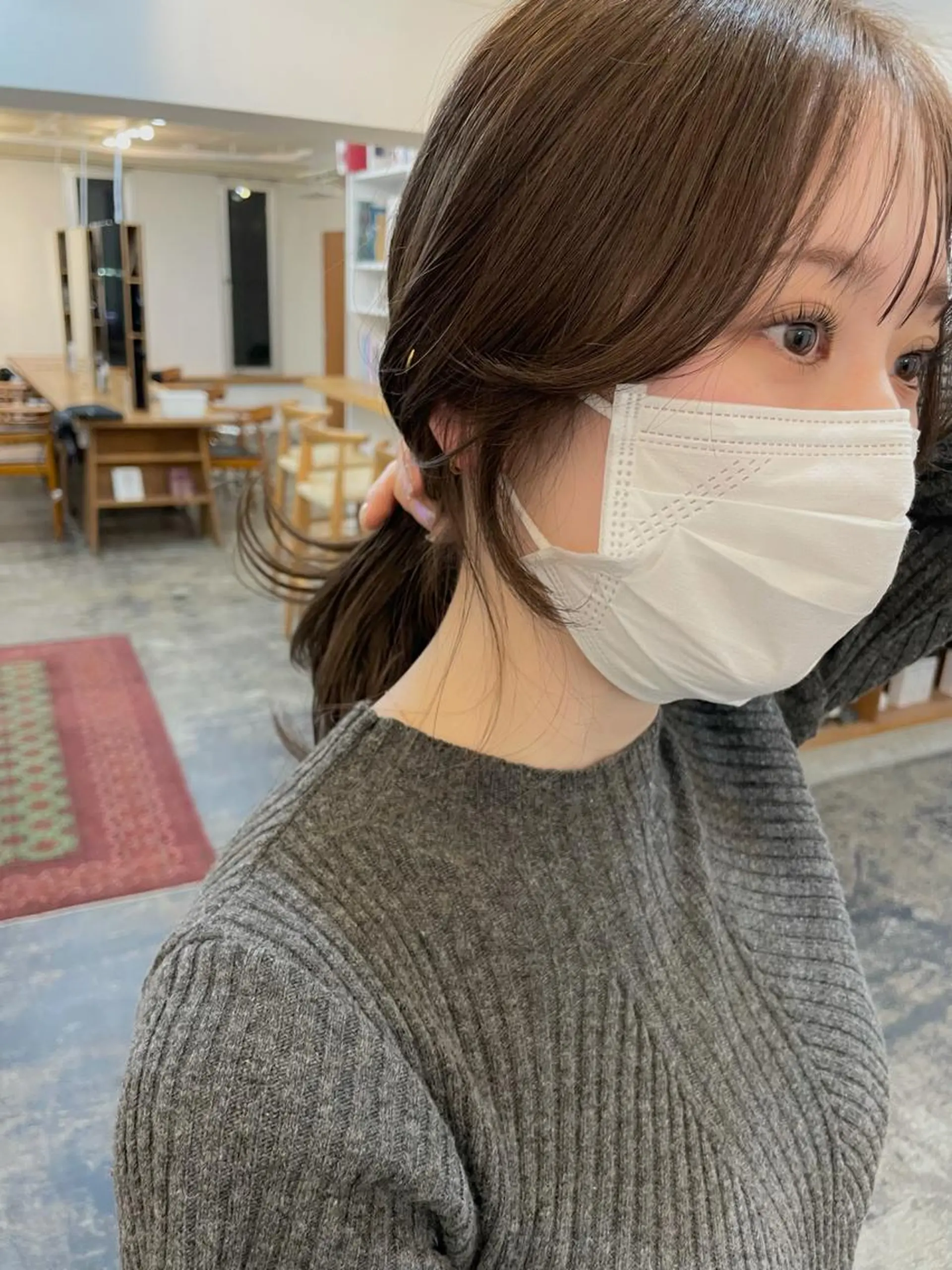 ミディアム 韓国風ヘア サイドバング 【表参道】Ruri デジタルパーマのヘアスタイル