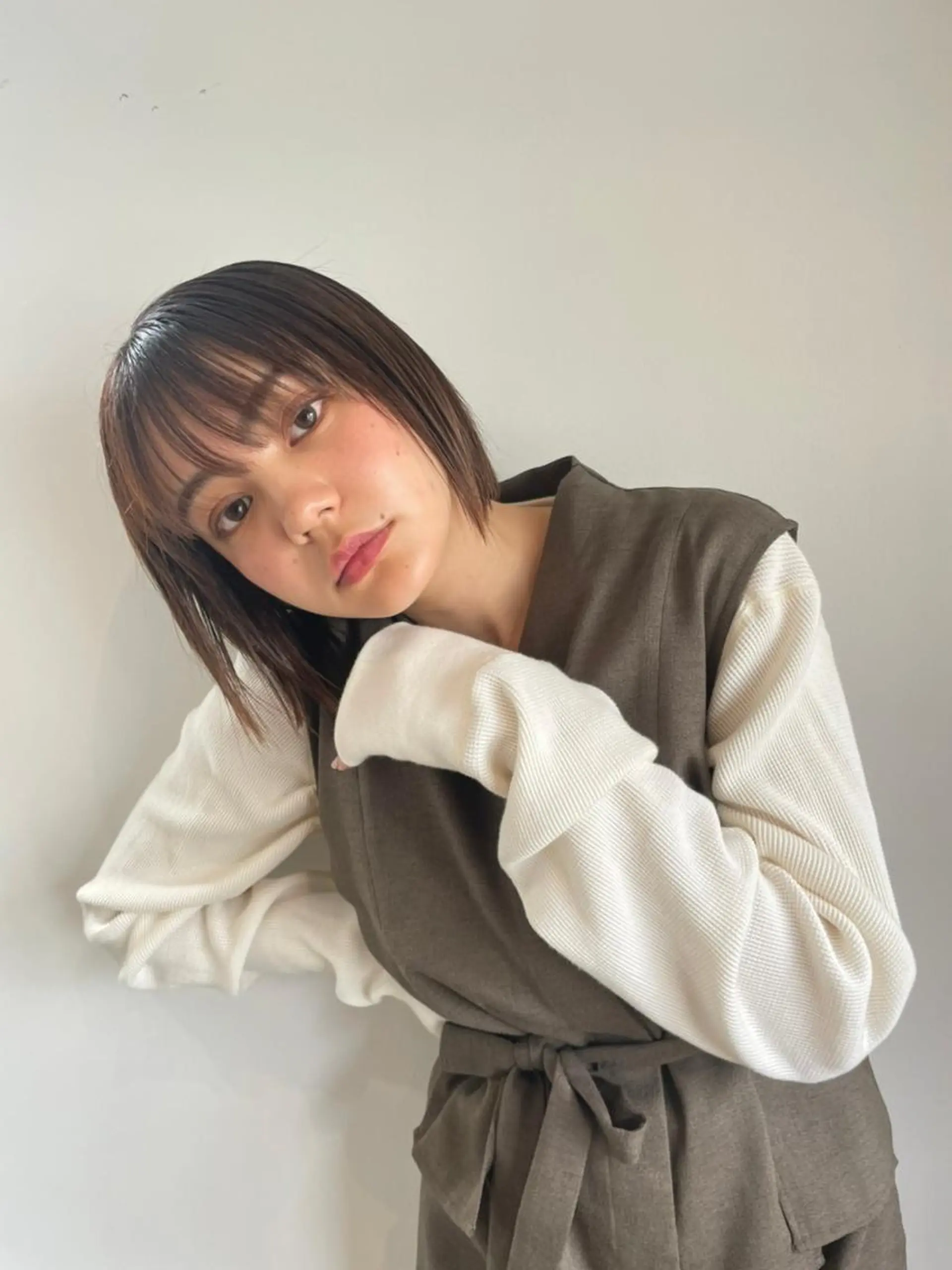 ミディアム カラー パーマ ショートボブ ミディアムパーマ アディクシーカラー ブリーチ ケアブリーチ カット ヘアカラー トリートメント CEINE OURのヘアスタイル