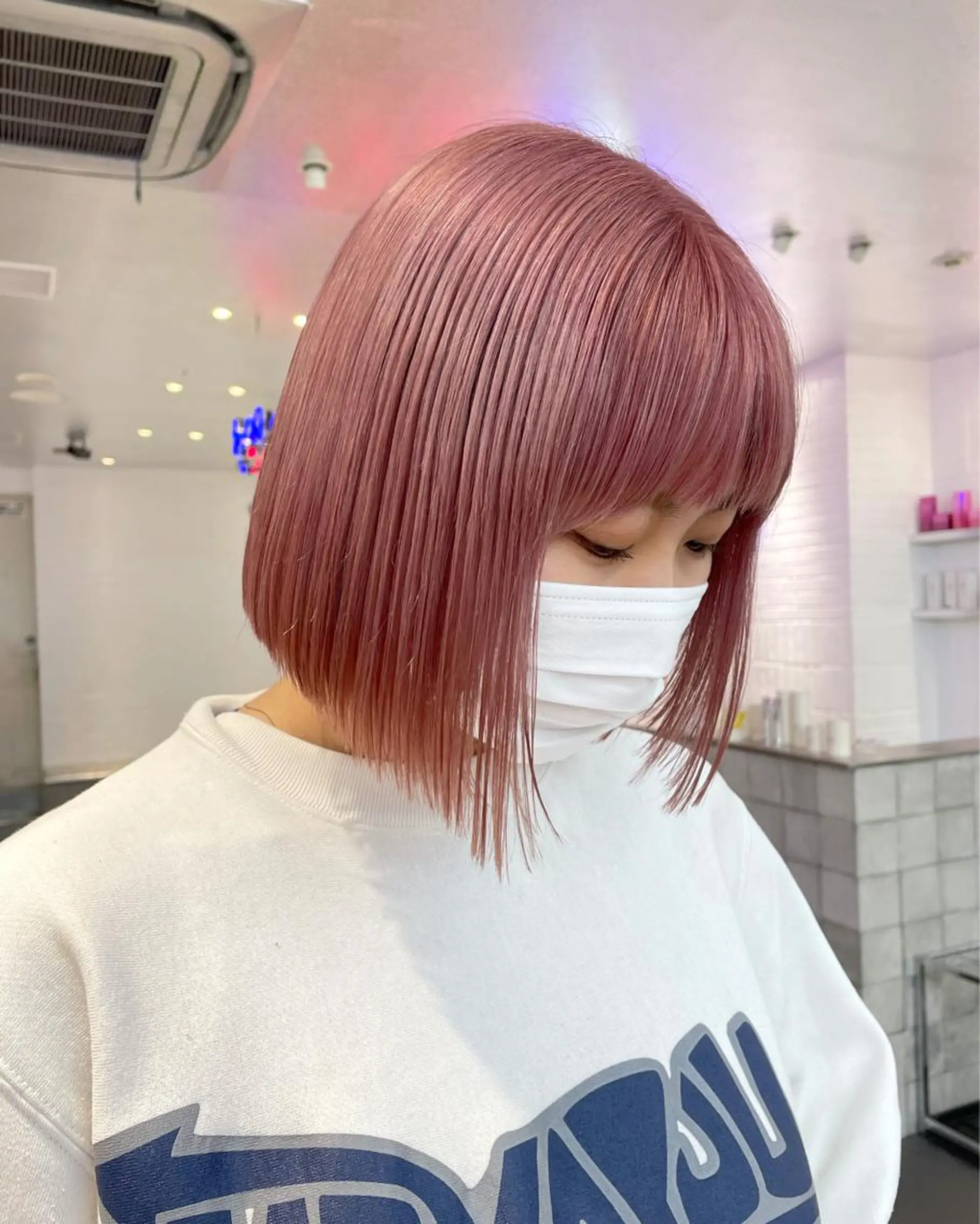 ミディアム カラー ヘアアレンジ ピンクカラー ヘアカラー トリートメント ボブ×柔らかいカラー 🌷misaki𓍼のヘアスタイル