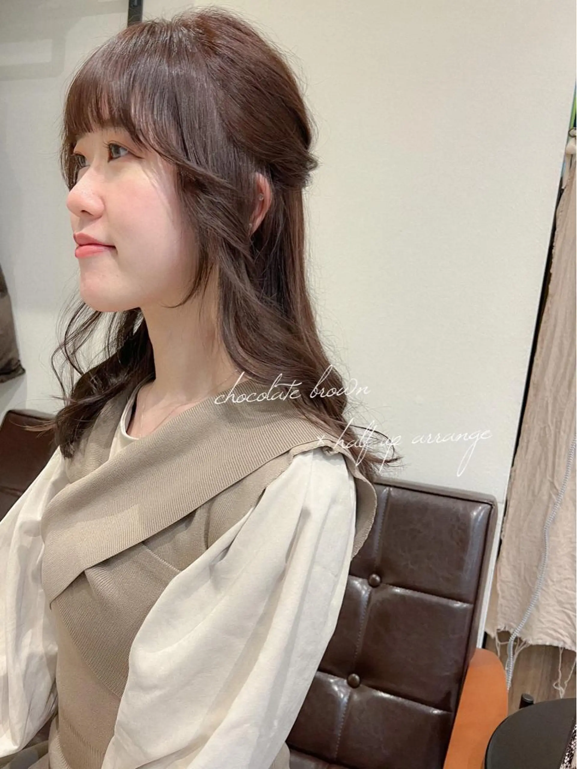 セミロング カラー ヘアアレンジ ブラウンカラー カラーパティシエ facce🌼ikoのヘアスタイル