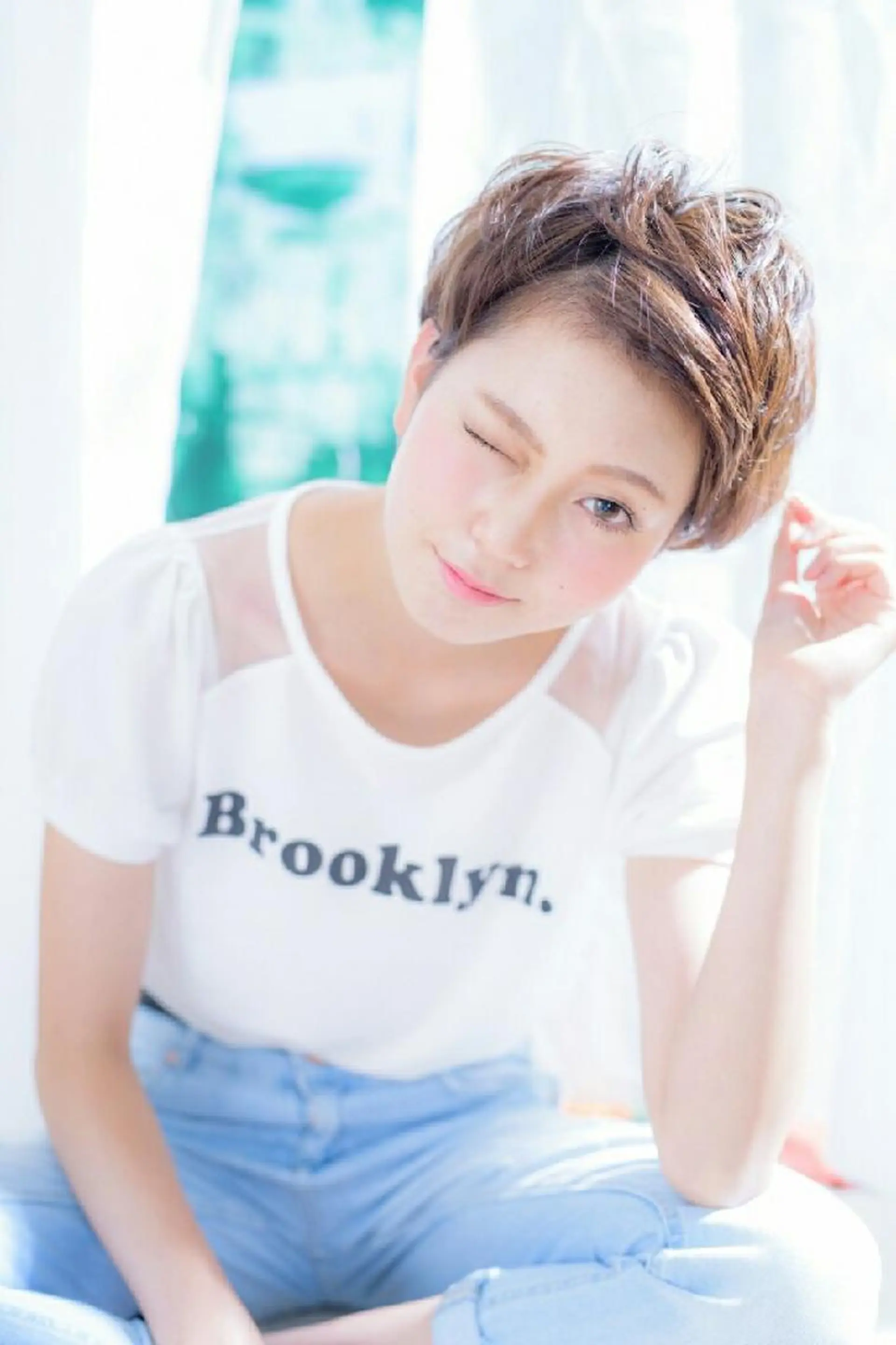 ショート カラー パーマ 透明感カラー ショートヘア Memoriese 表参道のヘアスタイル