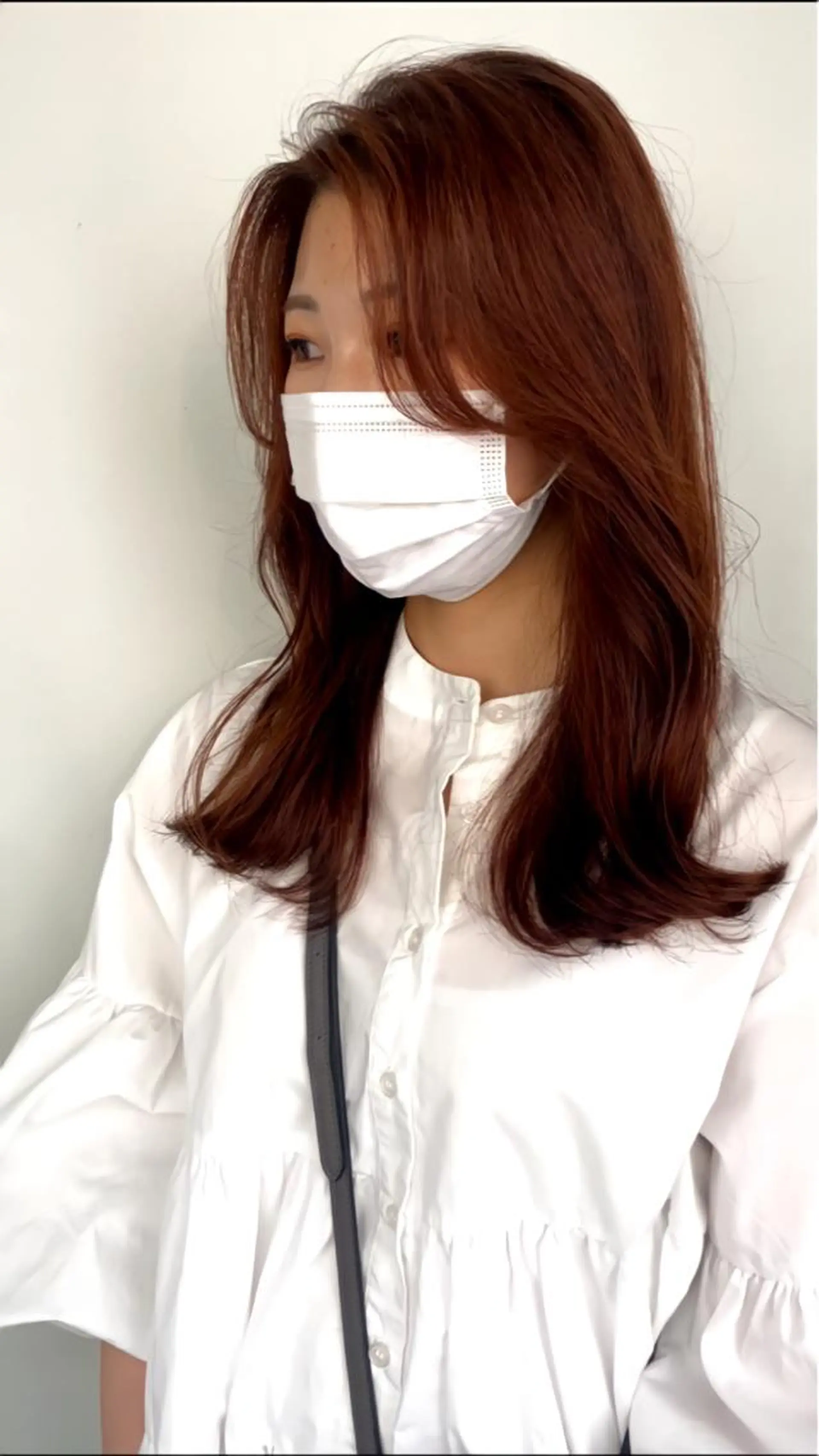 ミディアム カラー ベージュカラー オレンジ オレンジベージュ チヒョ🦋 韓国hair🇰🇷のヘアスタイル