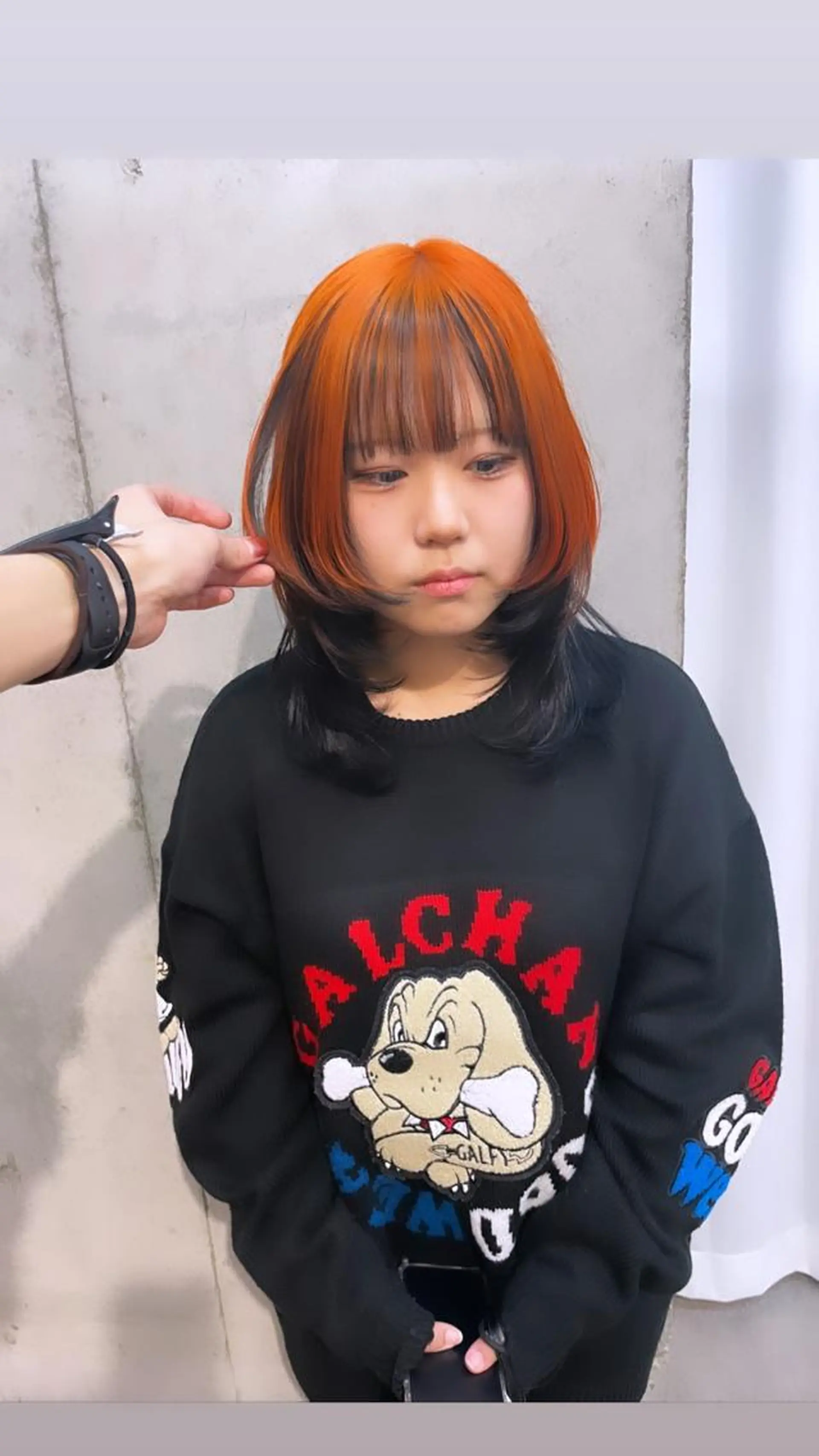 ミディアム 有人/バレイヤージュ /シャドールーツのヘアスタイル