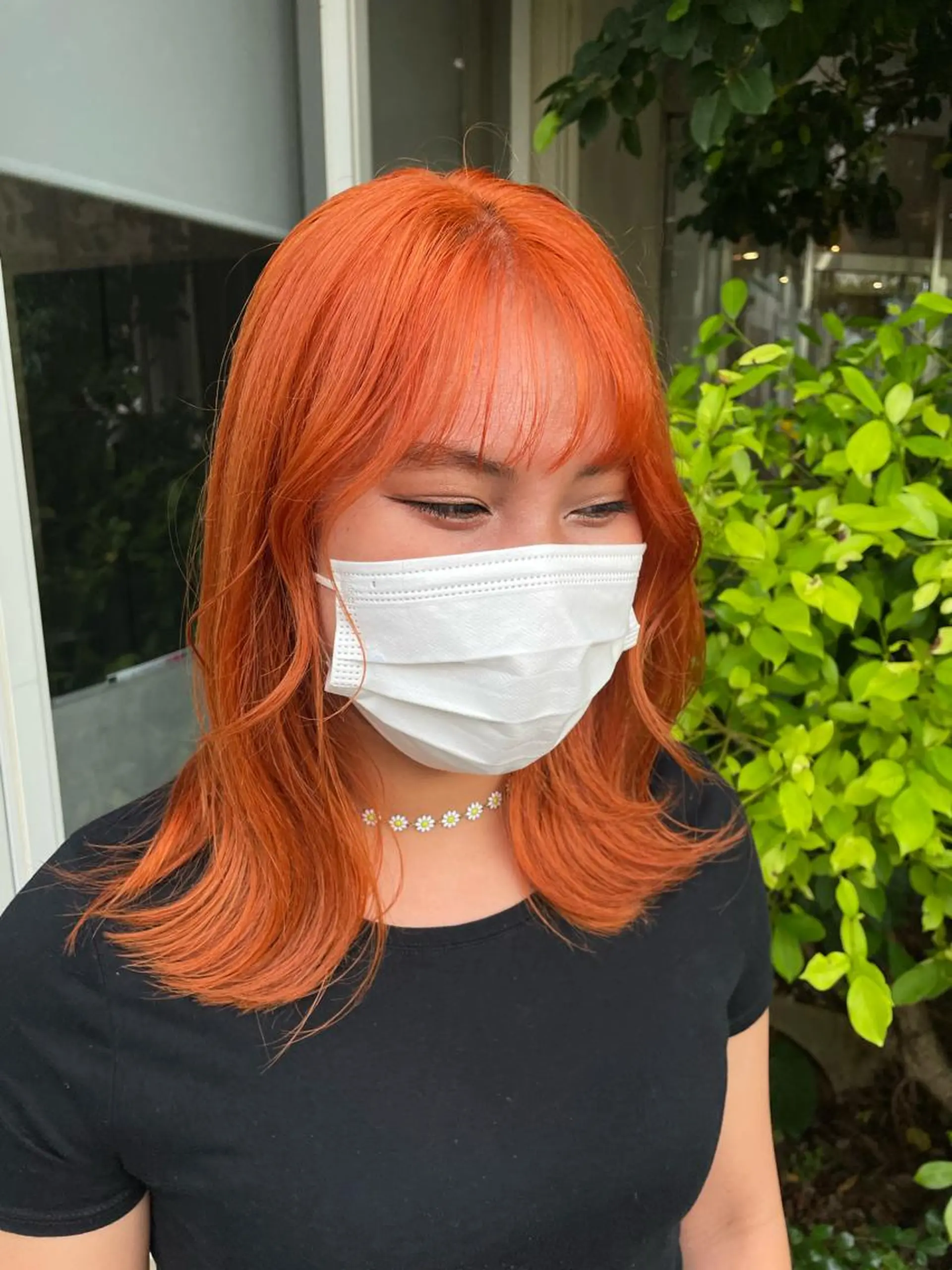 セミロング カラー オレンジ ヘアカラー LUXBE LUCE ひなののヘアスタイル