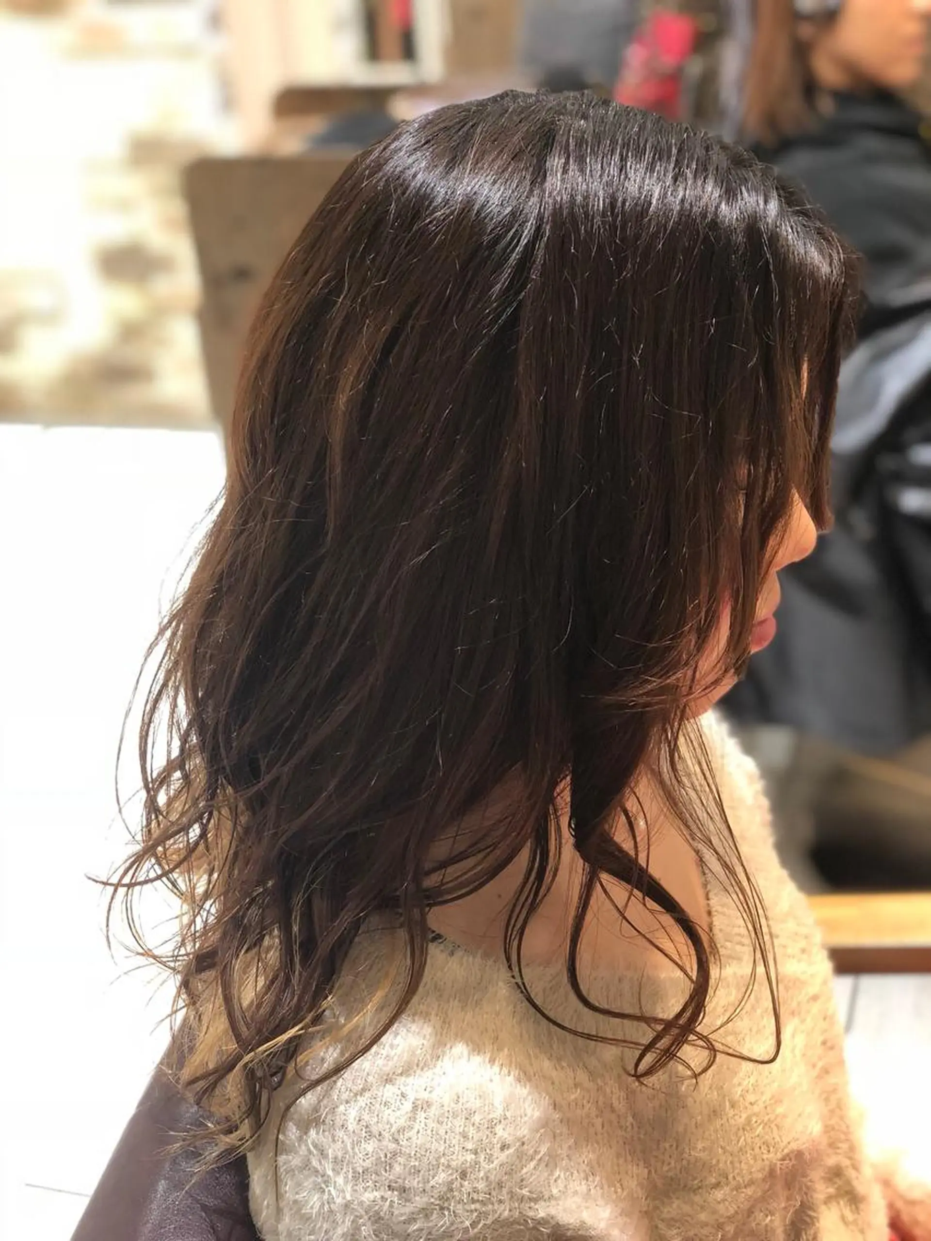 セミロング カラー パーマ ヘアアレンジ セミロングパーマ ベージュカラー 透明感カラー グラデーションカラー グレージュ 【ツヤ髪美容師】 ツダケイスケのヘアスタイル