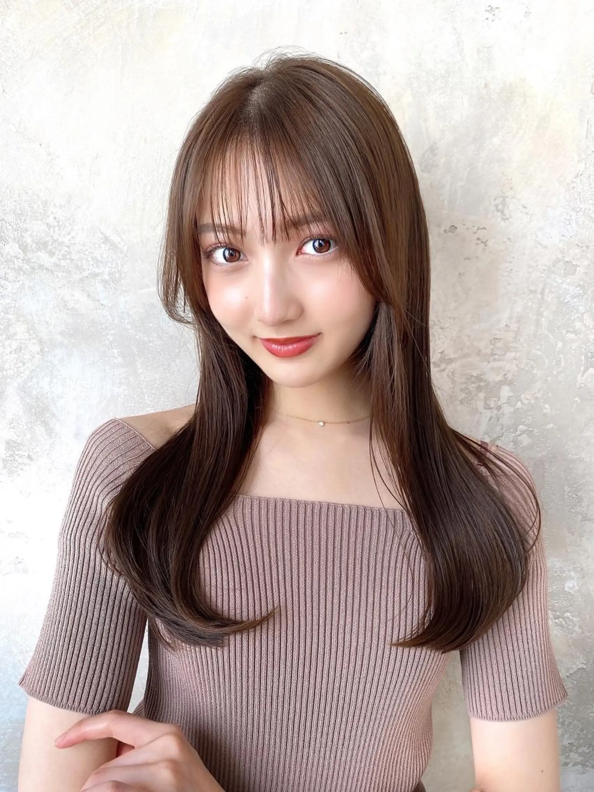 セミロング カラー セミロングパーマ ベージュカラー ブラウンカラー ブラウンベージュ 髪質改善 顔周り/くびれヘア 韓国ヘア💕風間るなのヘアスタイル