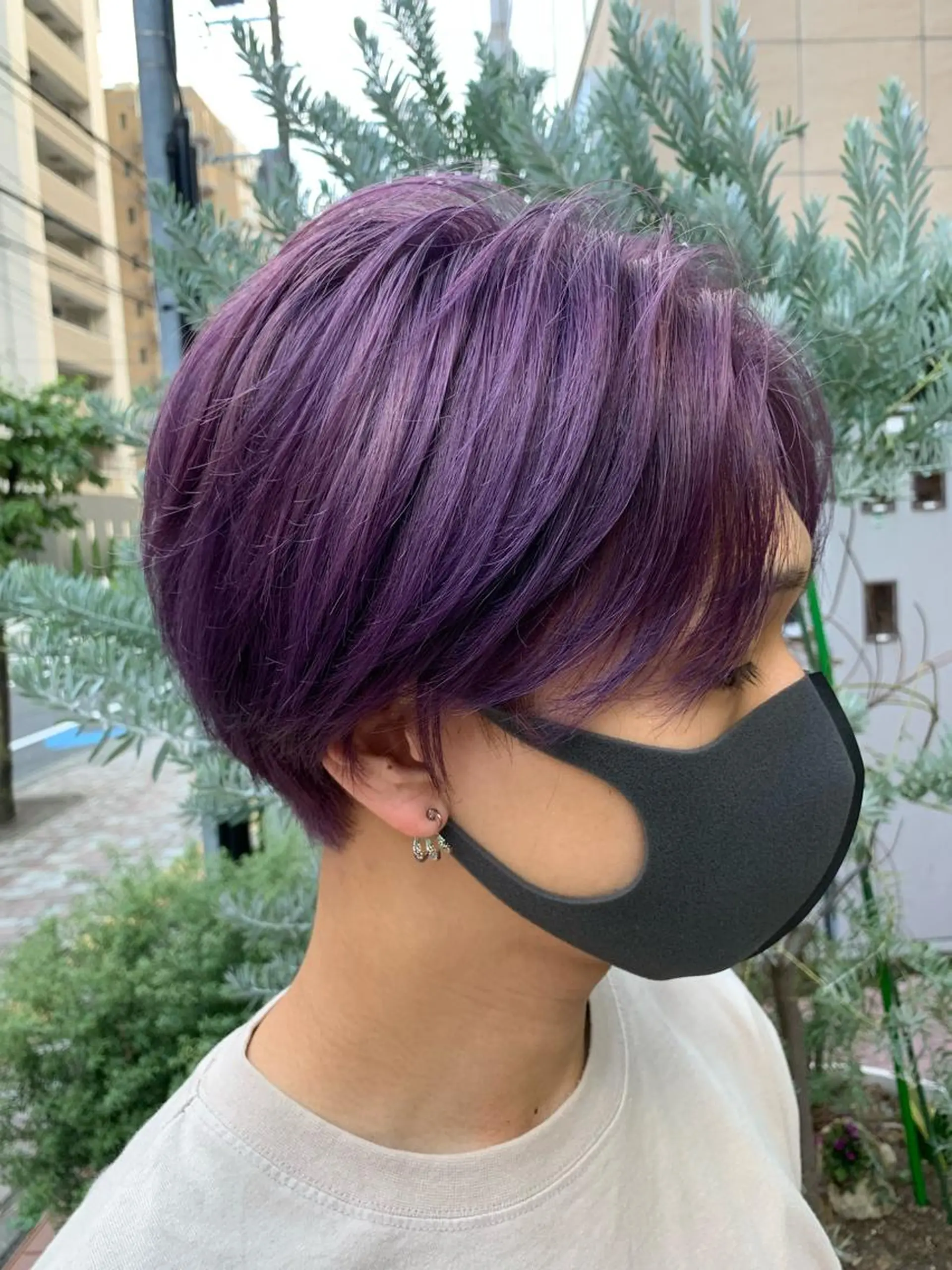 ショート カラー メンズ パープルカラー ヘアカラー ハイトーン/メンズ/ ウルフ特化   小松のヘアスタイル