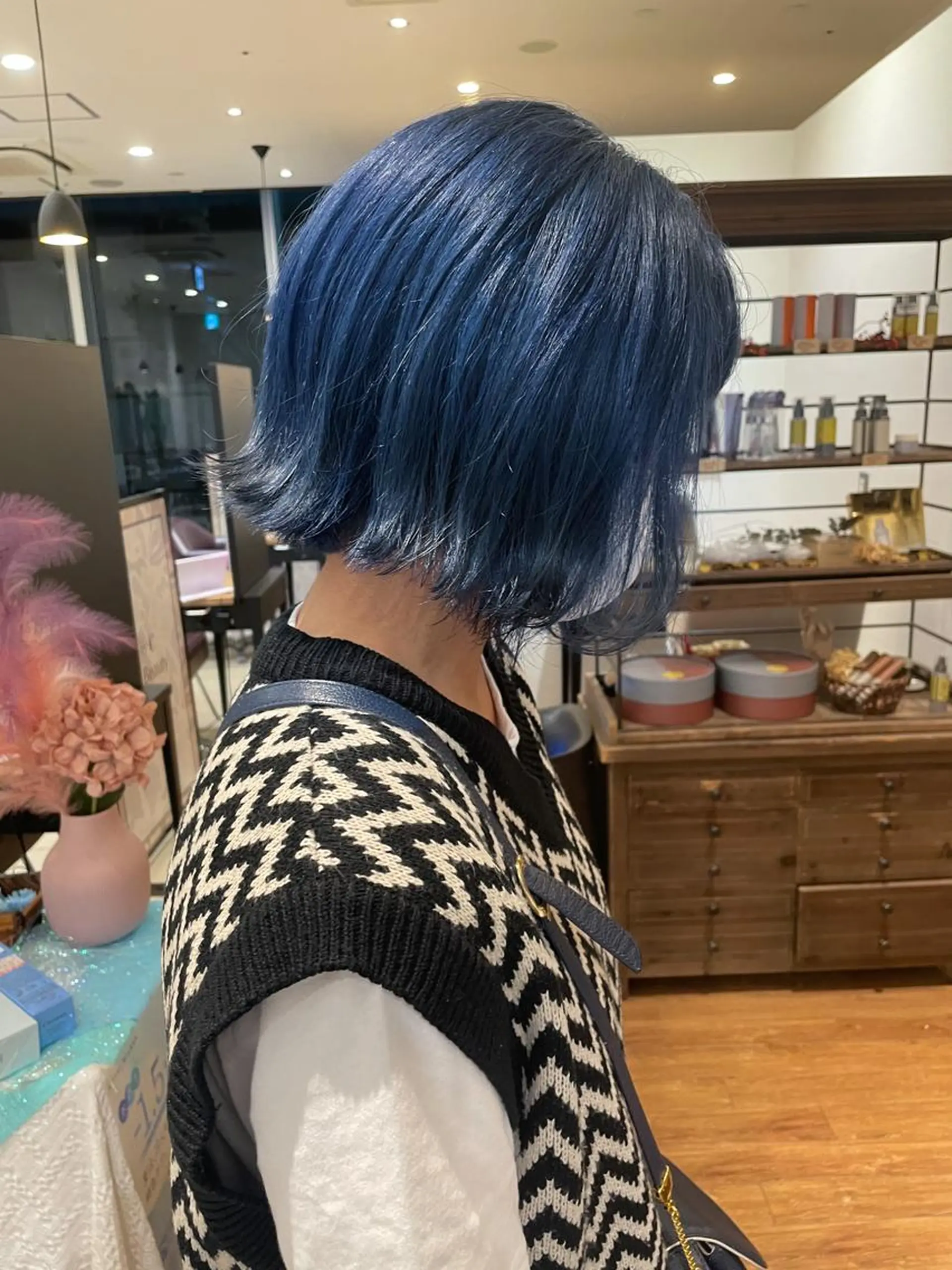 ショート カラー 黒髪 ブルーカラー ブルーブラック 髪質改善/ブリーチ 田代 龍我のヘアスタイル