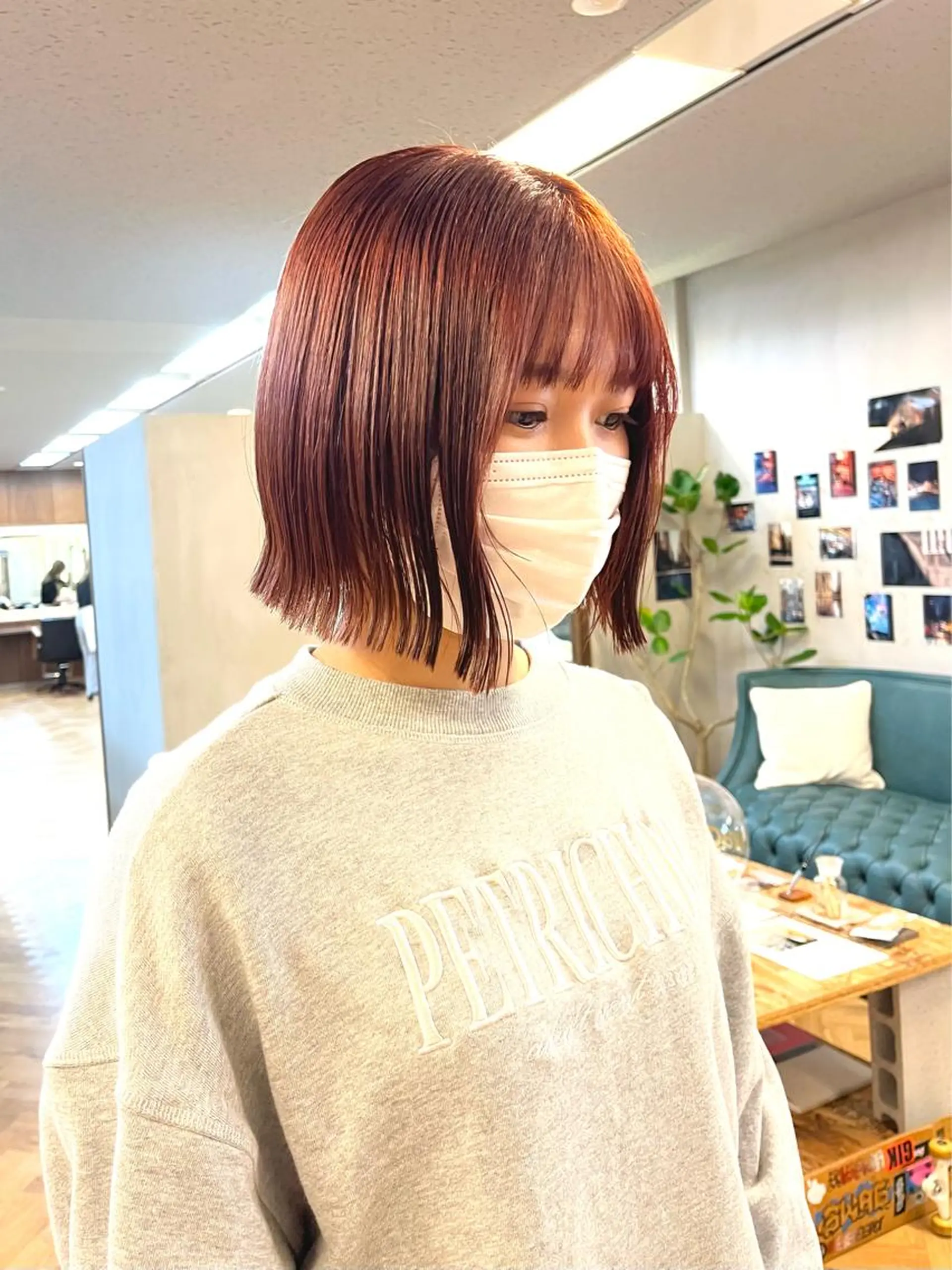 ミディアム カラー ブリーチ ダブルカラー ブリーチなしカラー ボブ カット ヘアカラー トリートメント ena/ブリーチなし 透明感・レイヤー🎀のヘアスタイル