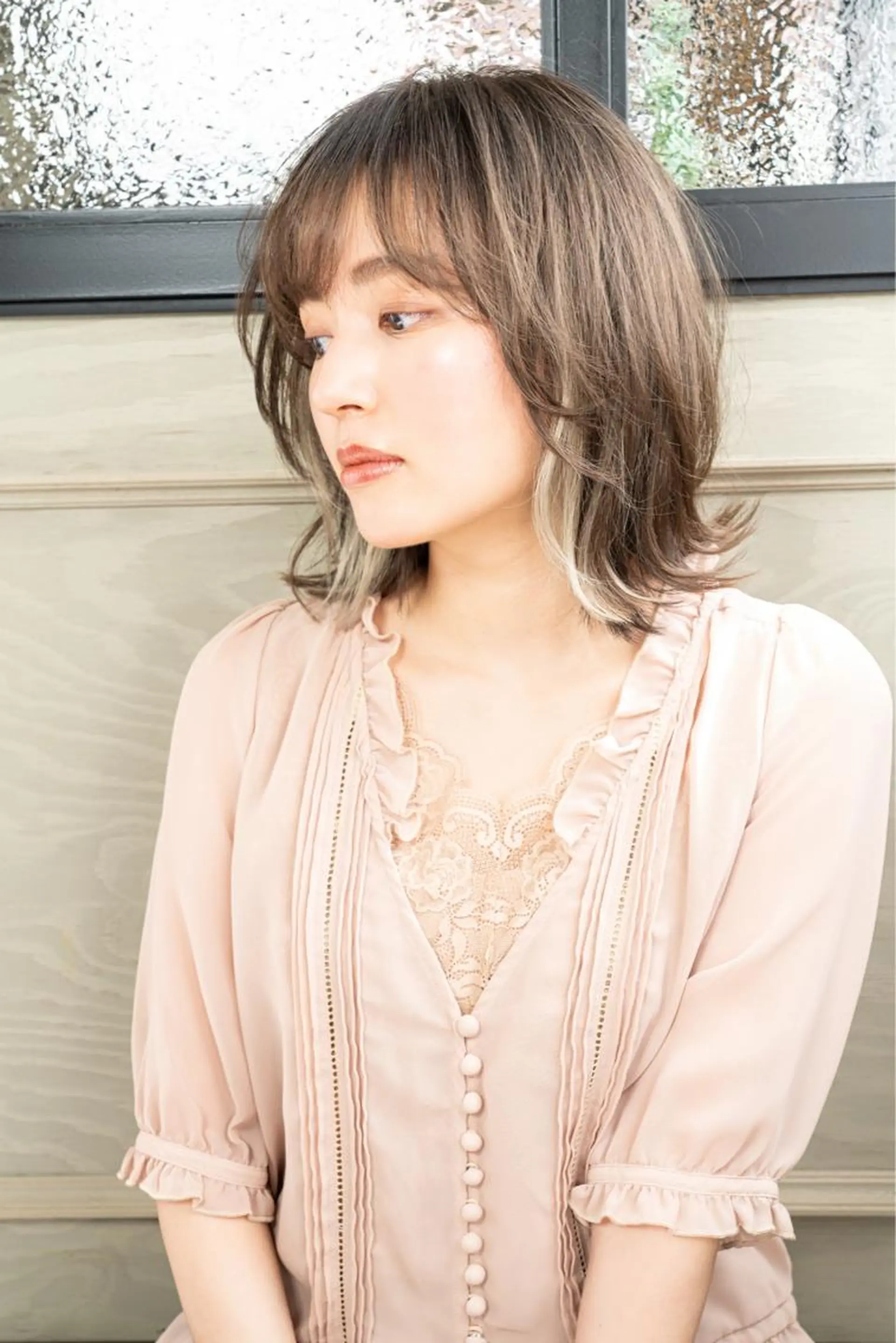 ミディアム カラー 新宿/韓国風レイヤー 髪質改善/渋谷直樹のヘアスタイル