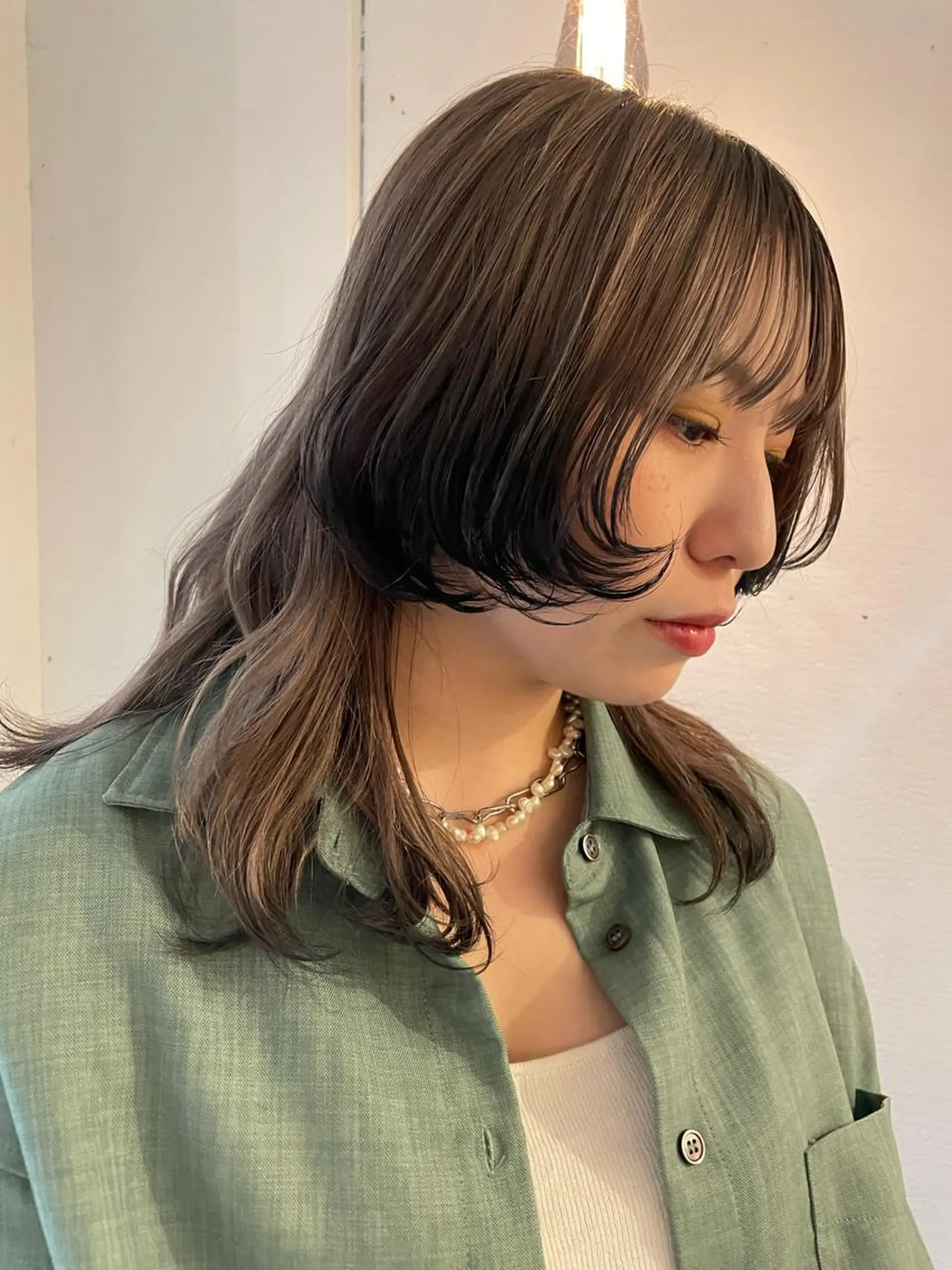 セミロング カラー デザインカラー 京都美容師 塩のヘアスタイル