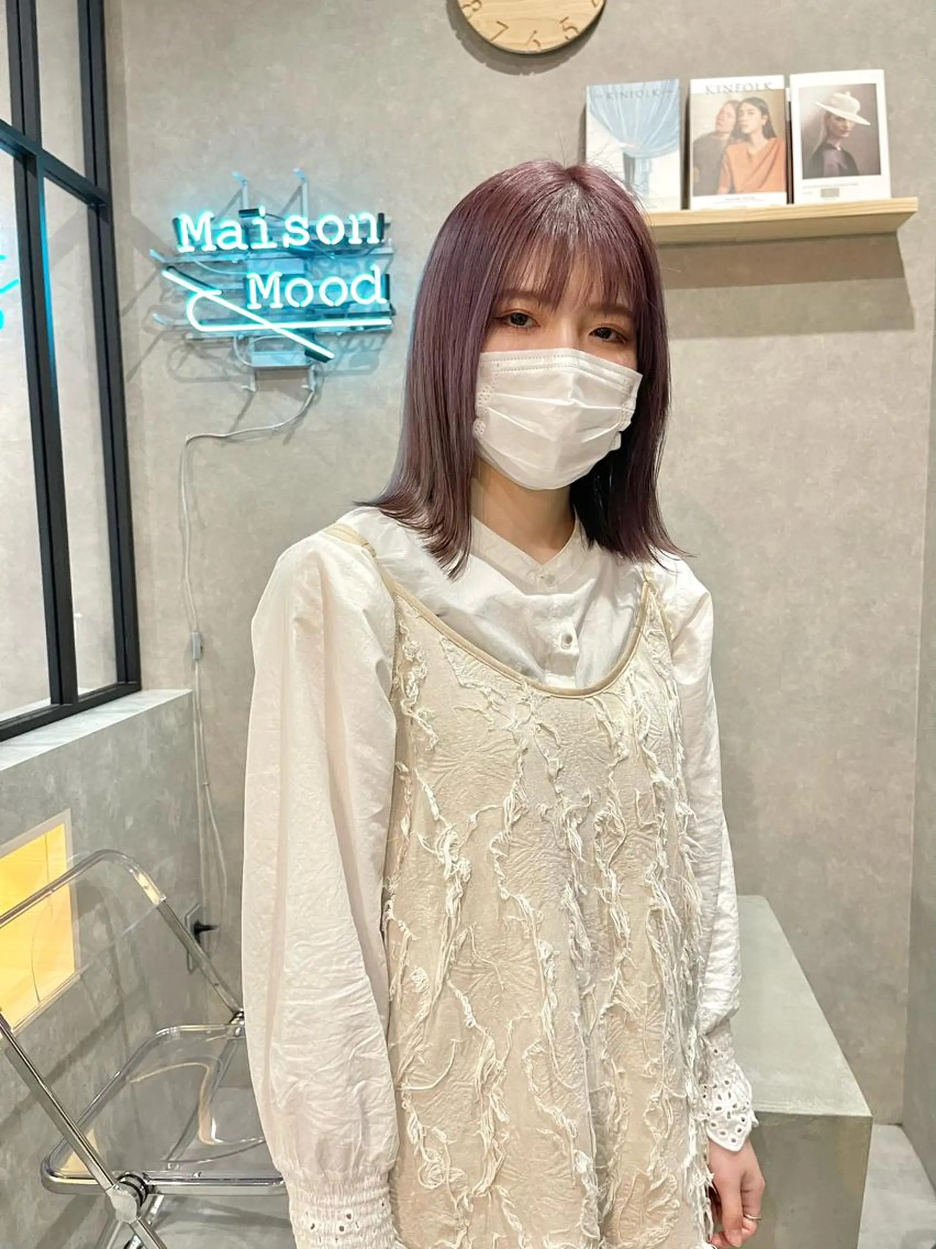 ミディアム カラー カット ヘアカラー トリートメント 一ノ瀬 暁のヘアスタイル