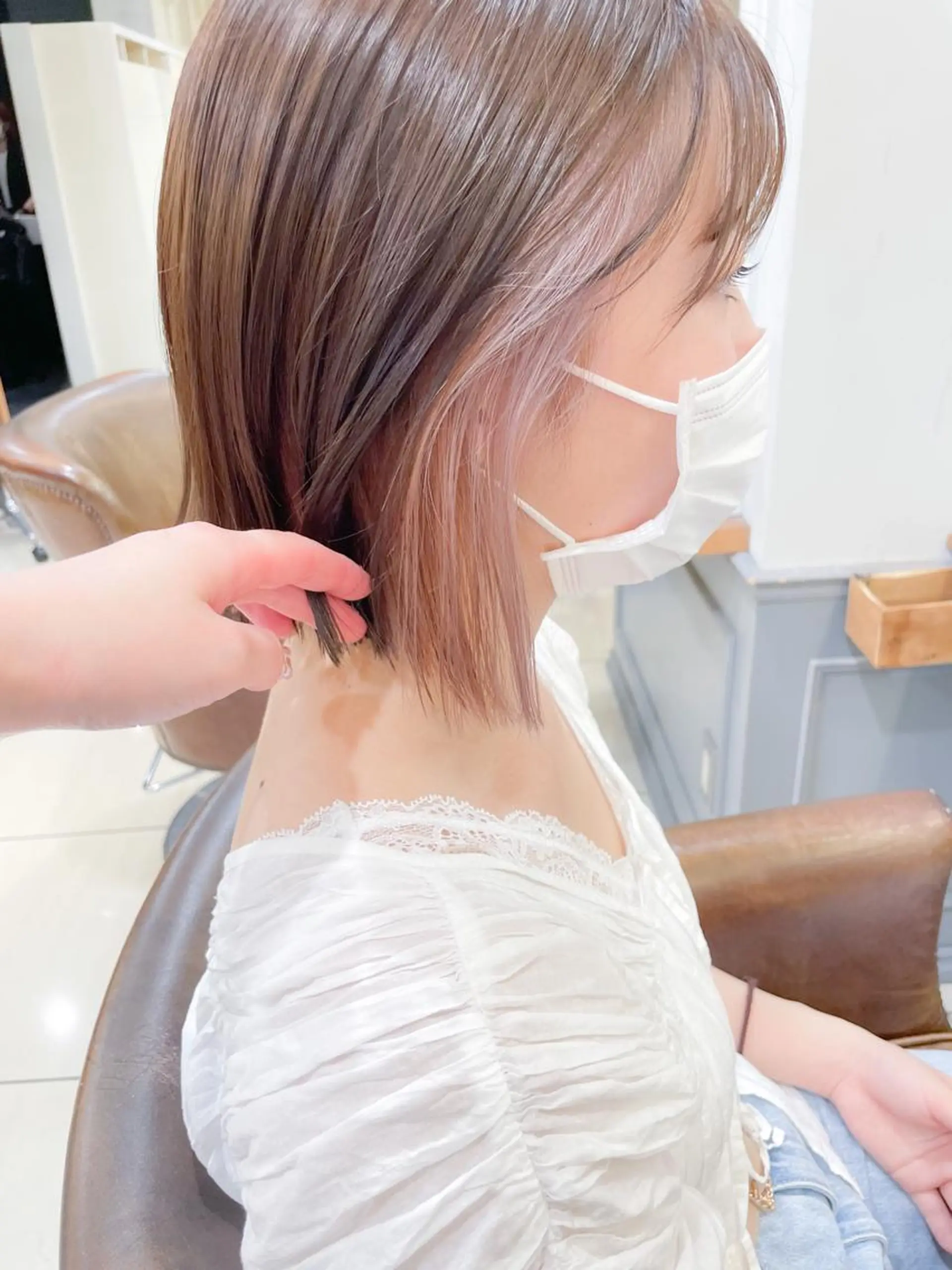 ミディアム カラー インナーカラー ピンクカラー ホワイトピンク カット ヘアカラー トリートメント ✨カラー支持No.1 🧸ワキ カナコ🧸のヘアスタイル