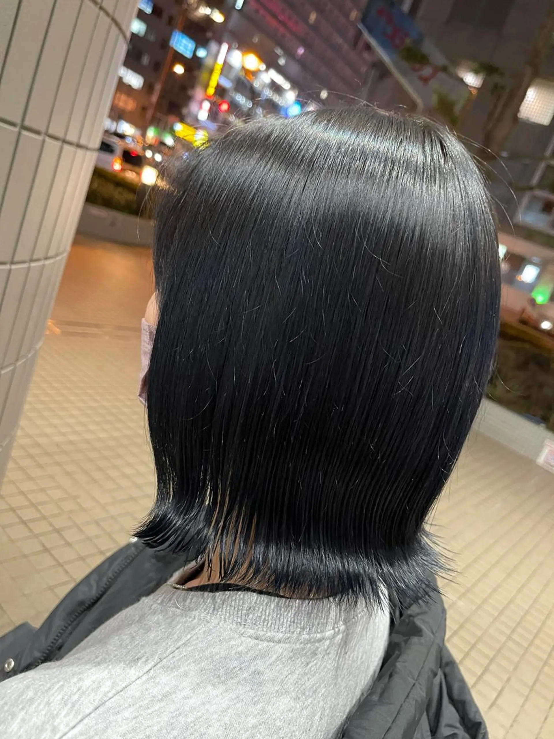 ミディアム カラー 黒髪 ネイビーカラー Zina天王寺 CHIAKIのヘアスタイル