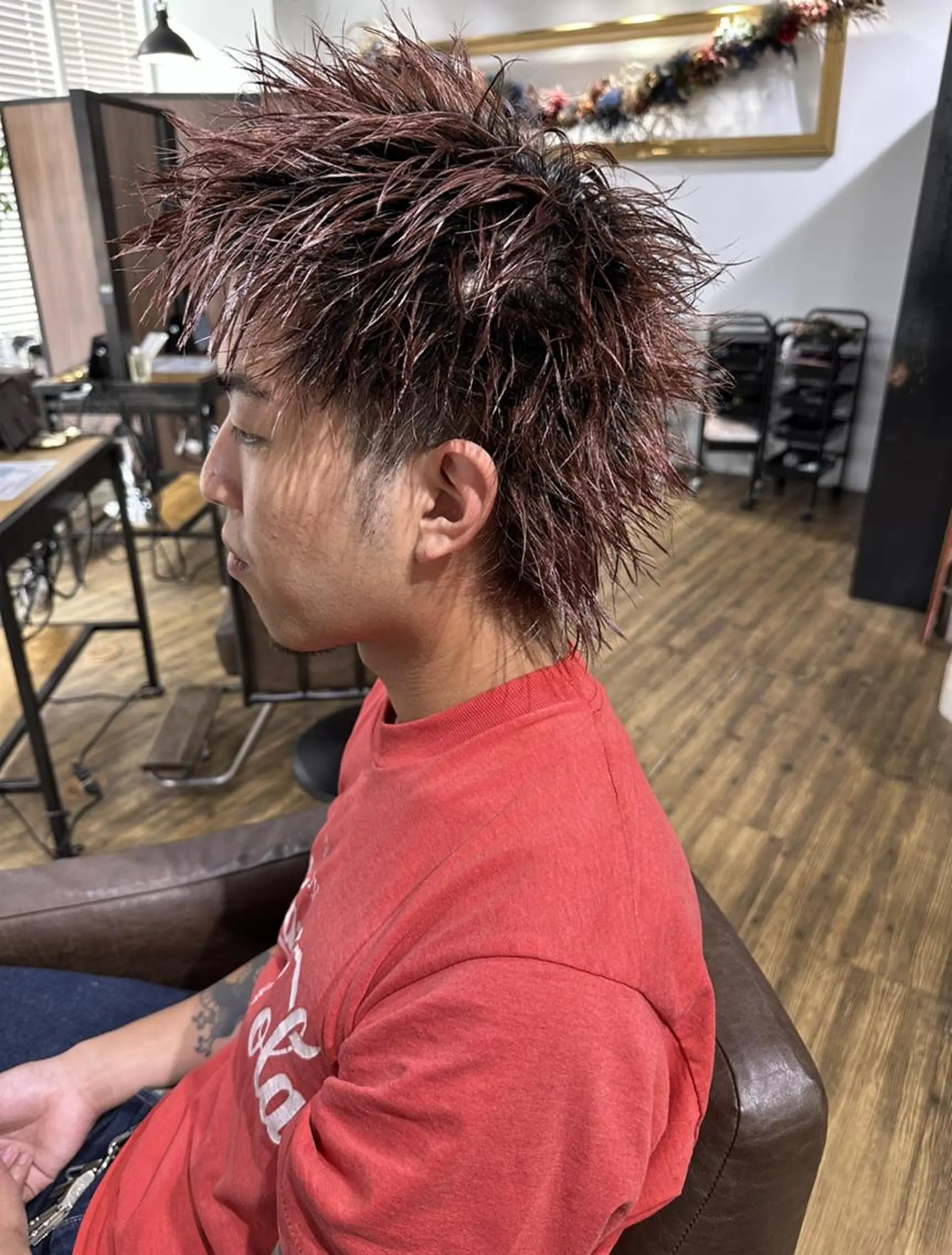 メンズ ショート カット ヘアカラー 山影✨バレイヤージュ ハイライト✨メンズ◎のヘアスタイル