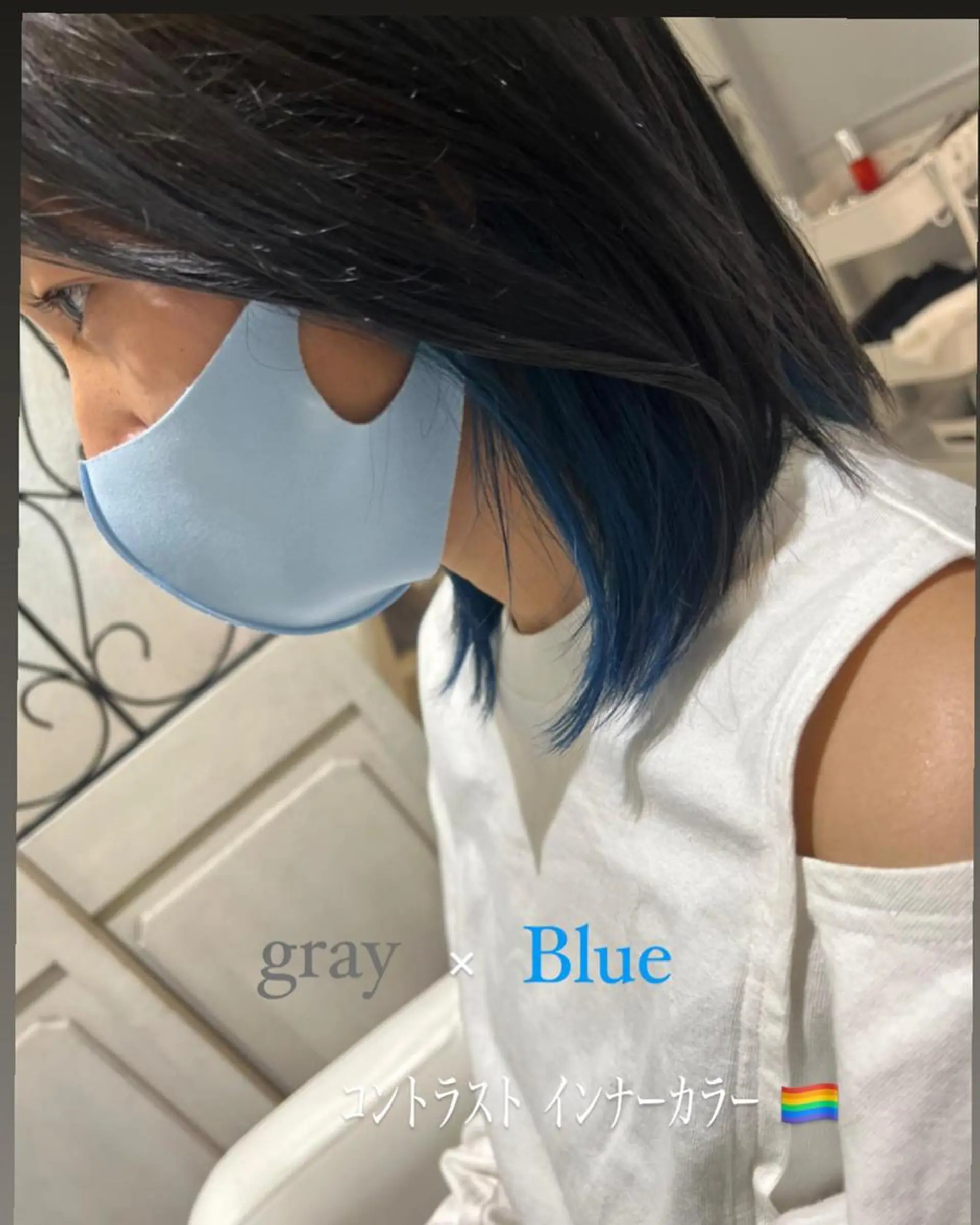 ミディアム カラー ブリーチ ブルーカラー ハイライトカラー シルバー 外国人風カラー 【大人髪】men's パーマ/潤艶髪のヘアスタイル