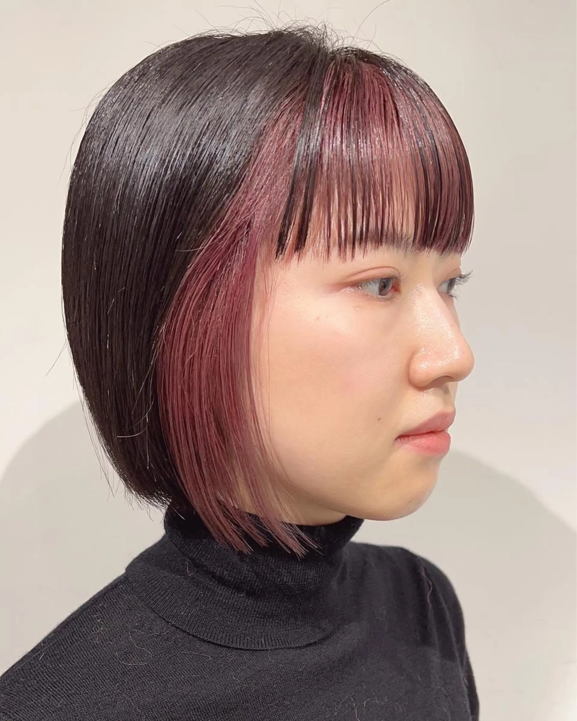 ショート カラー 切りっぱなしボブ ピンクカラー ボブ カット ヘアカラー トリートメント ヘッドスパ スキバサミを使わない カット🌼唯🌼のヘアスタイル