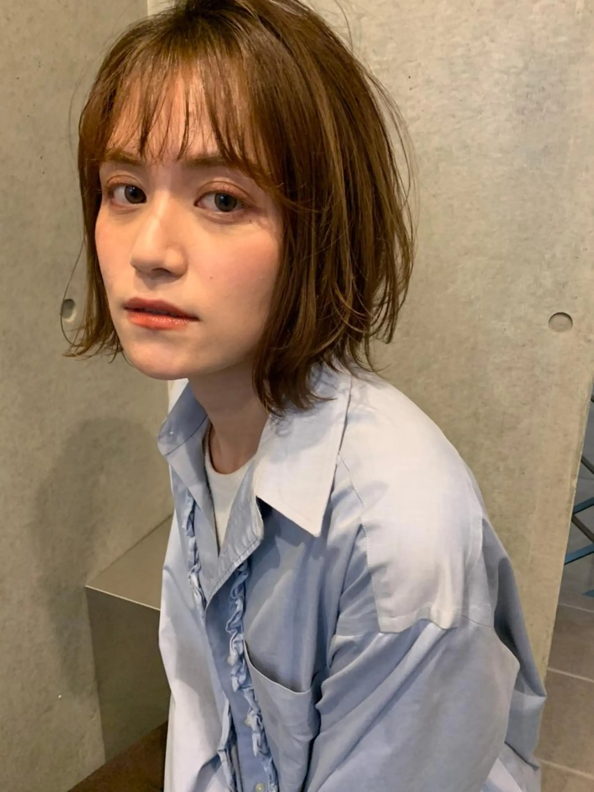 ミディアム パーマ カラー ミディアムパーマ ダブルカラー グラデーションカラー ハイライトカラー イルミナカラー CEINE PATHのヘアスタイル