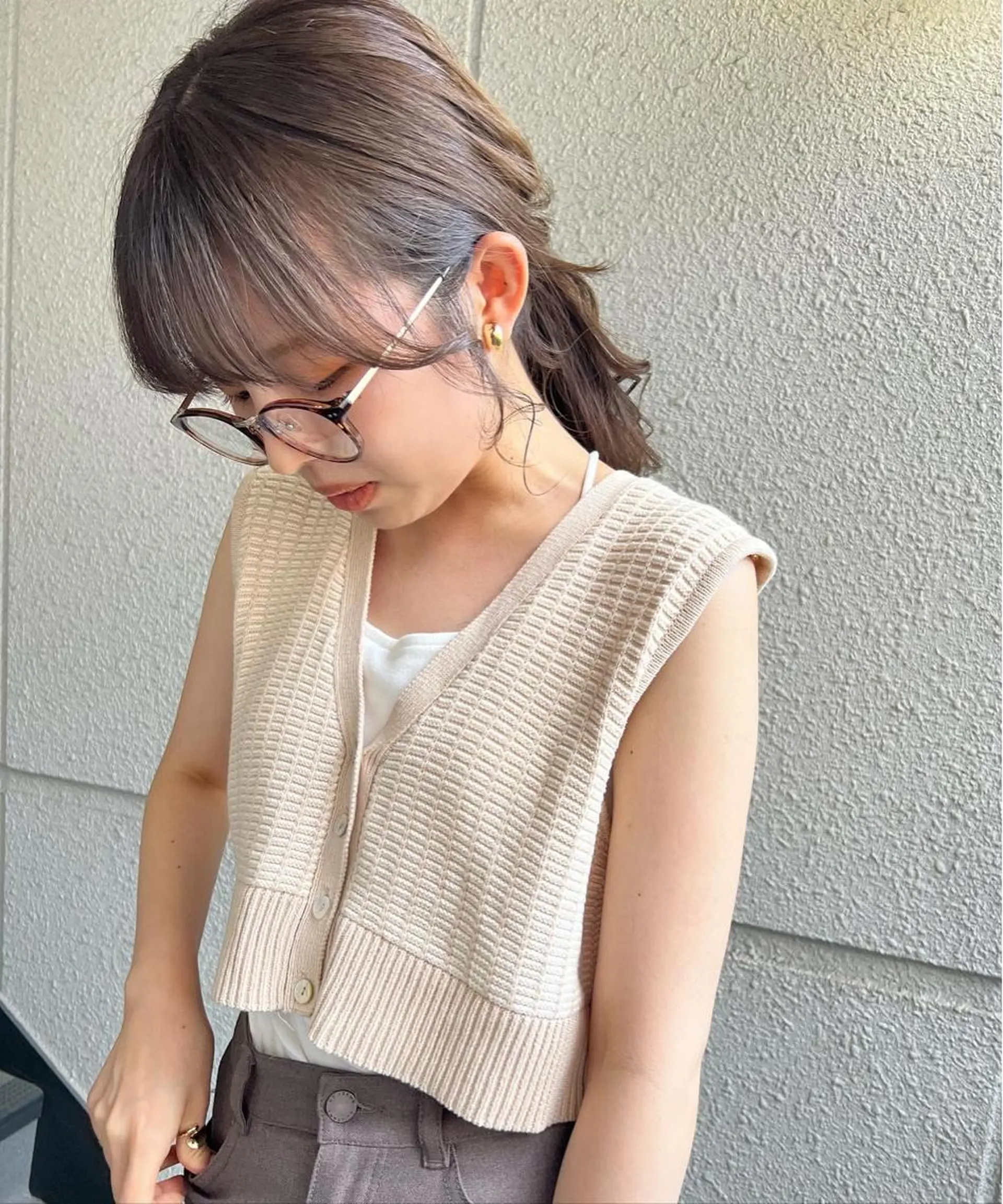 セミロング カラー ヘアアレンジ ブリーチ ブリーチなしカラー カラーパティシエ facce🌼ikoのヘアスタイル