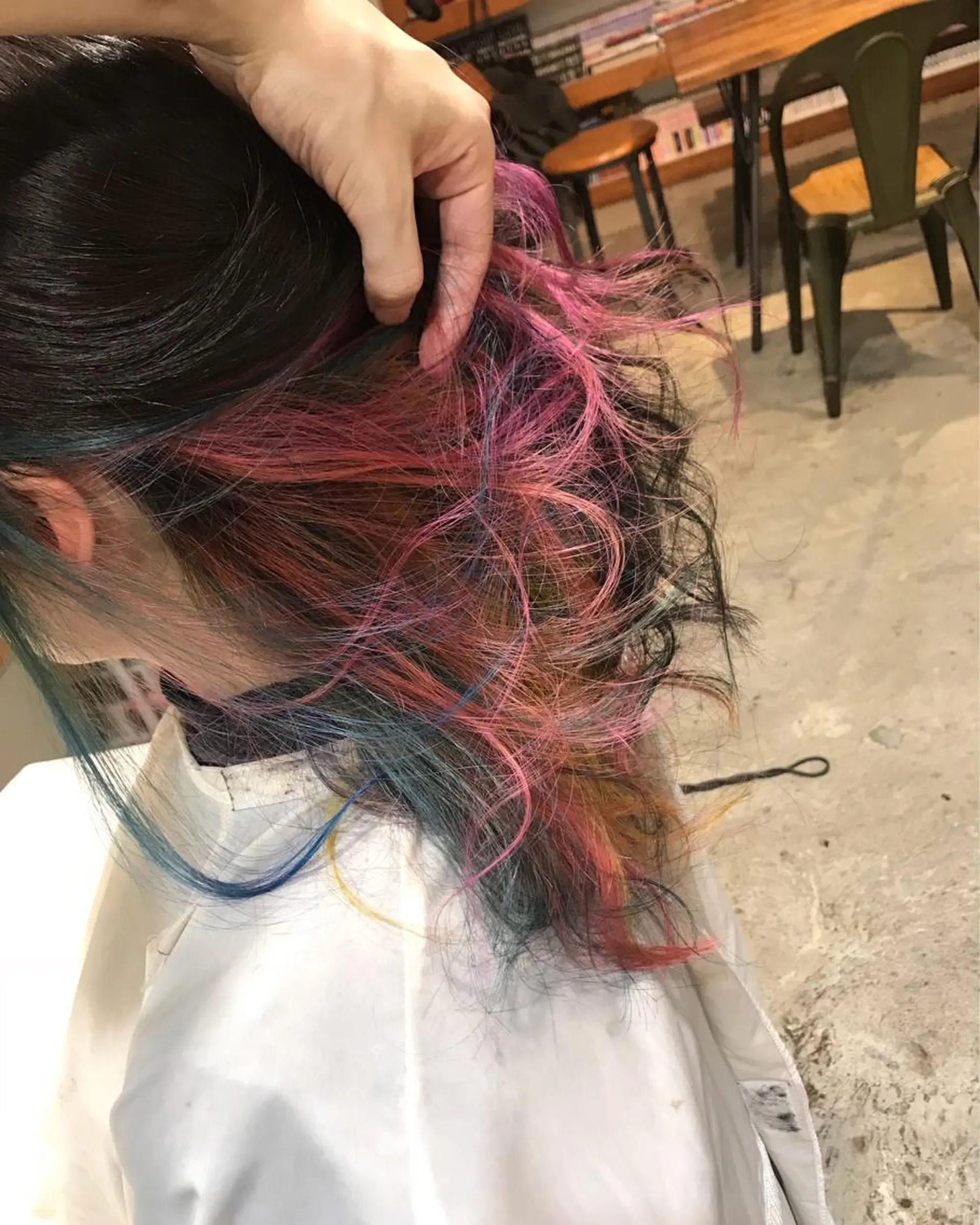 セミロング カラー パーマ ヘアアレンジ メンズ キッズ ユニコーンカラー Forest. -髪質改善-のヘアスタイル