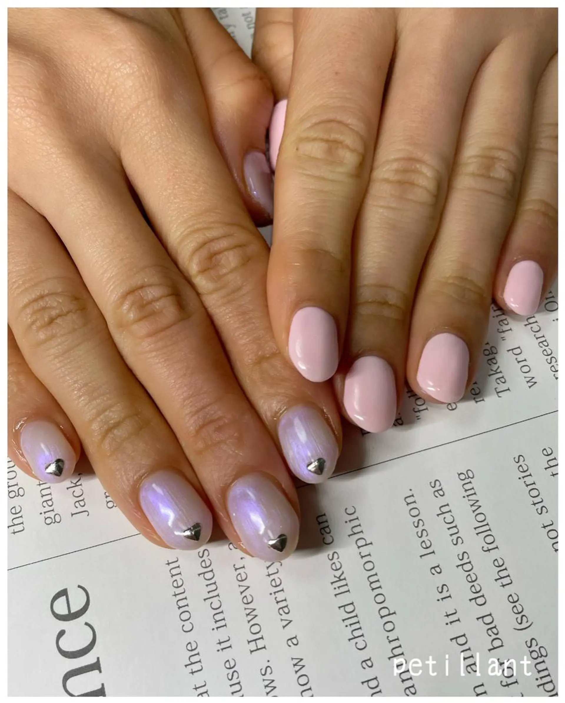 ネイル オーロラネイル ピンク 春ネイル nail salon petillantのネイルデザイン