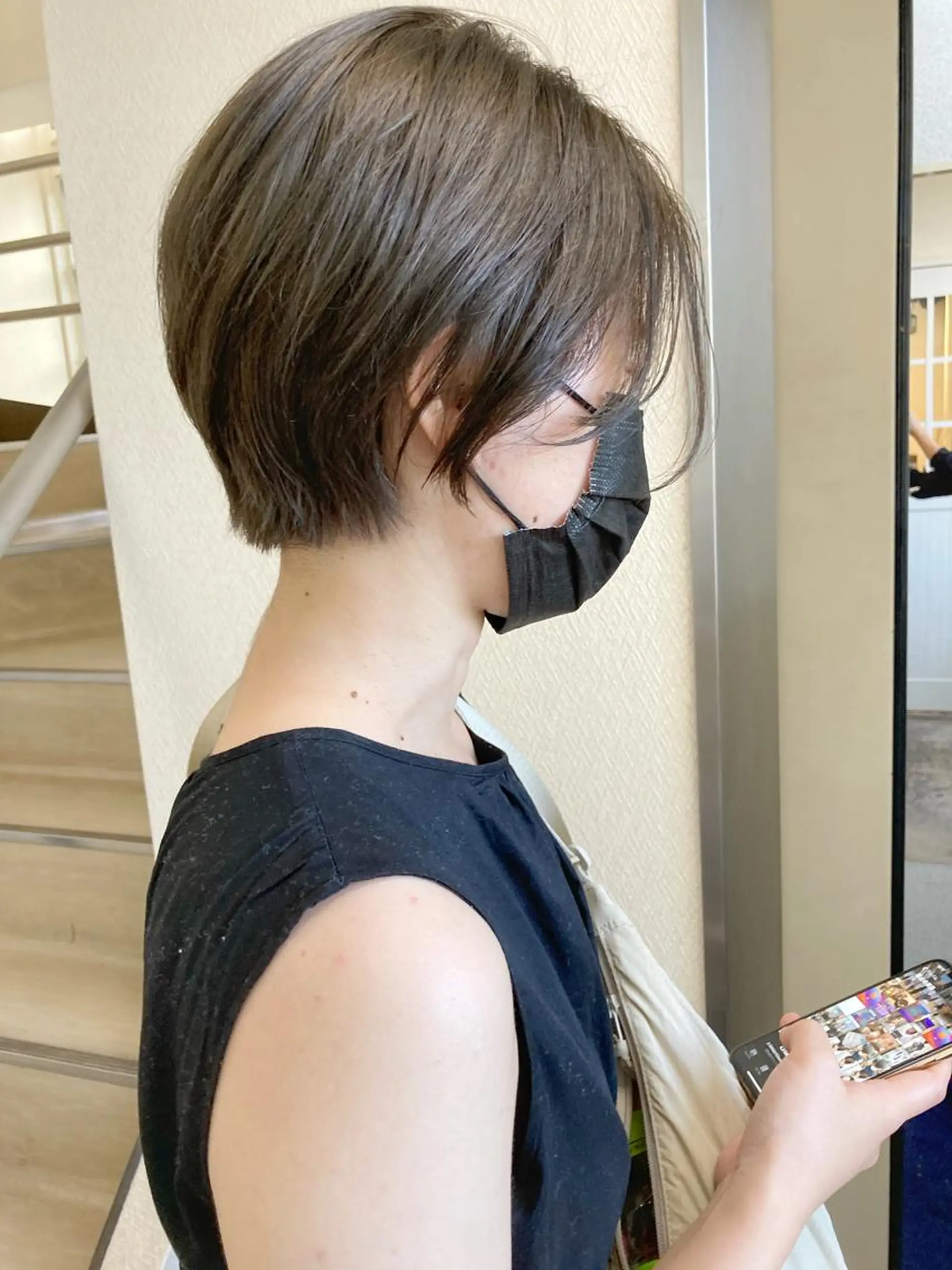 ショート カラー ベージュカラー ブリーチ 透明感カラー ミント ミントベージュ カット 縮毛矯正 小木曽智美 /ボブ/ショートのヘアスタイル