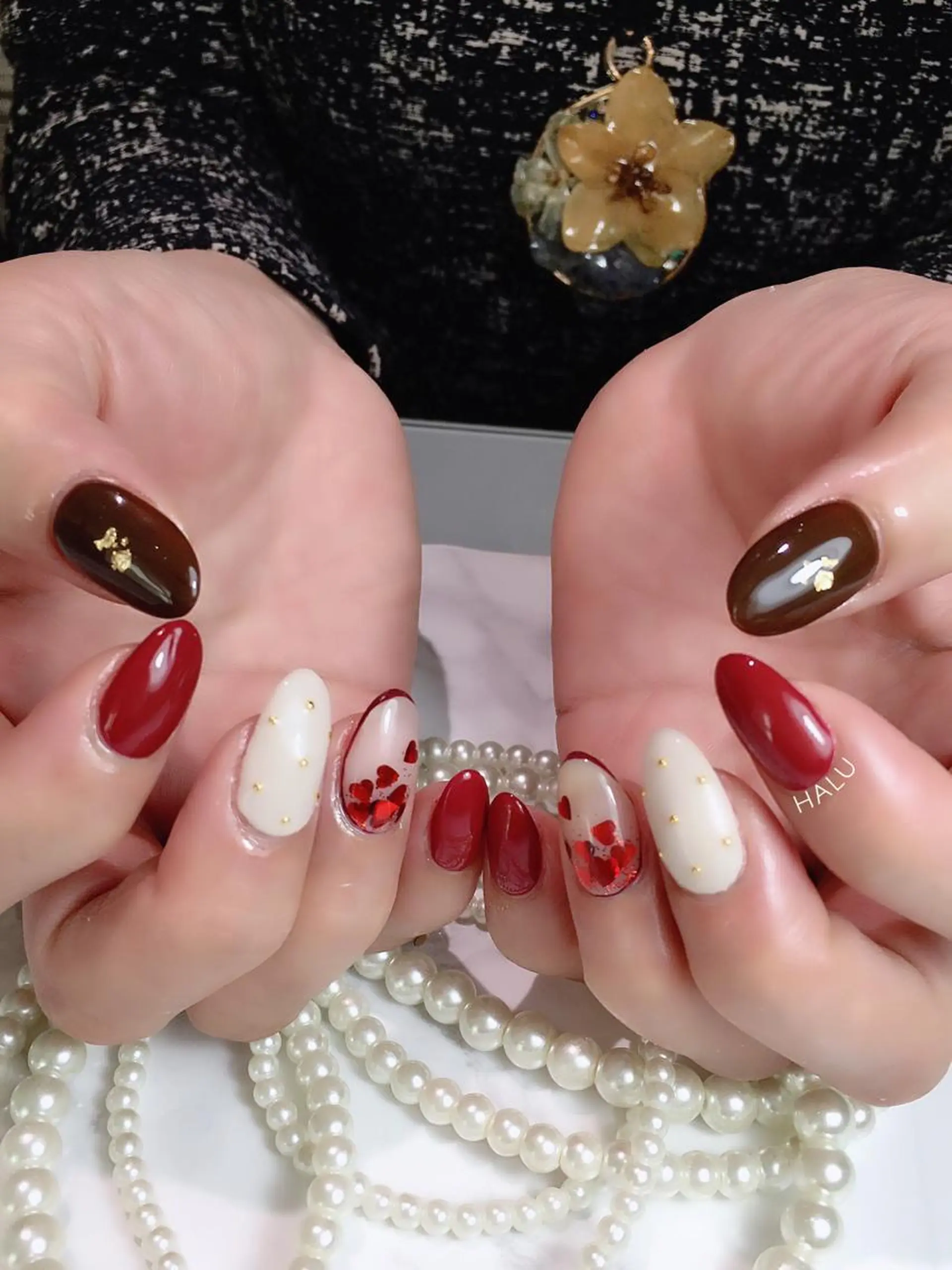 ネイル ハート バレンタイン HALU ハルのネイルデザイン