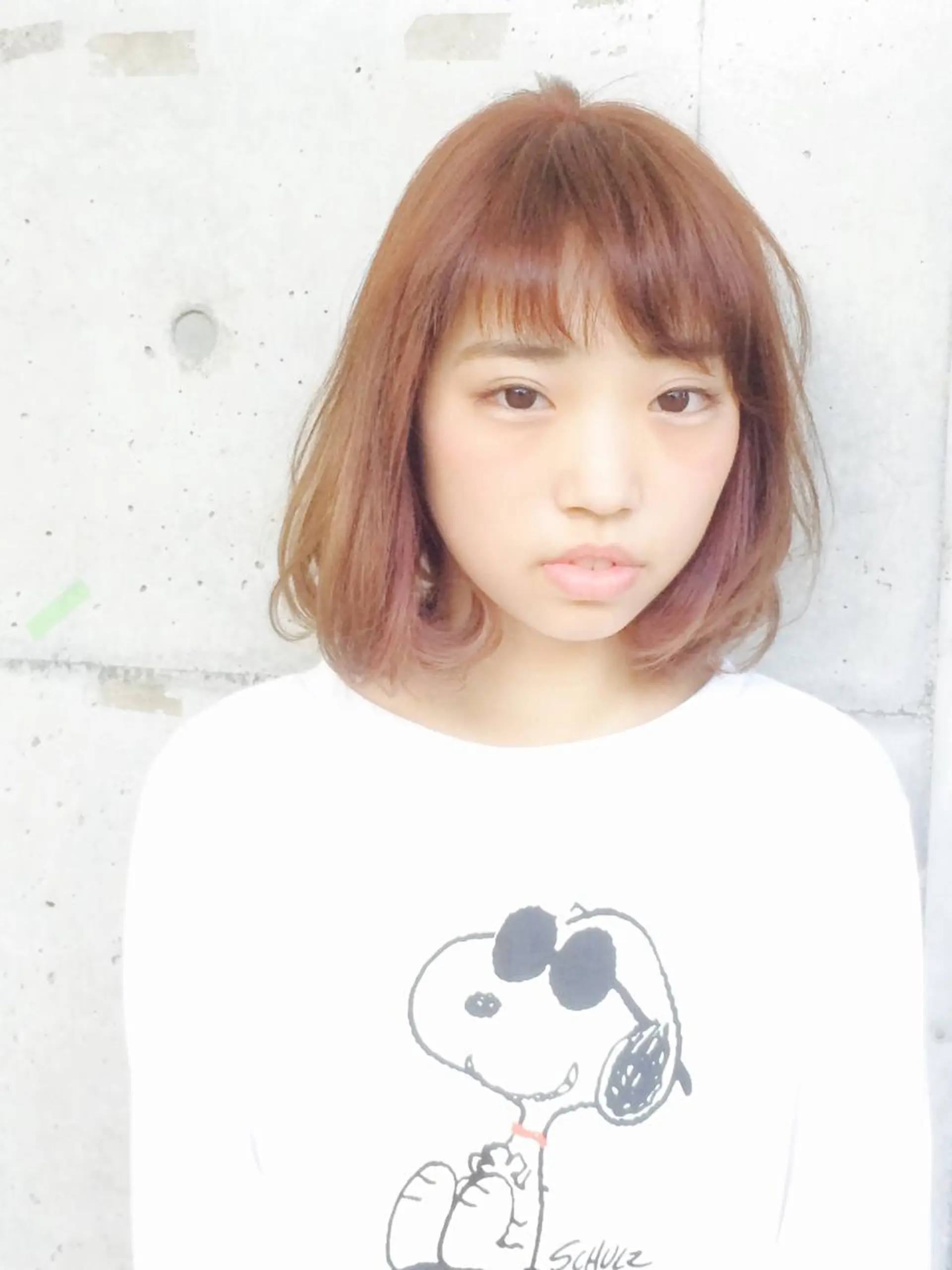 ミディアム カラー パーマ 透明感カラー ピンクカラー ハイトーン特化🤍 浦住のヘアスタイル