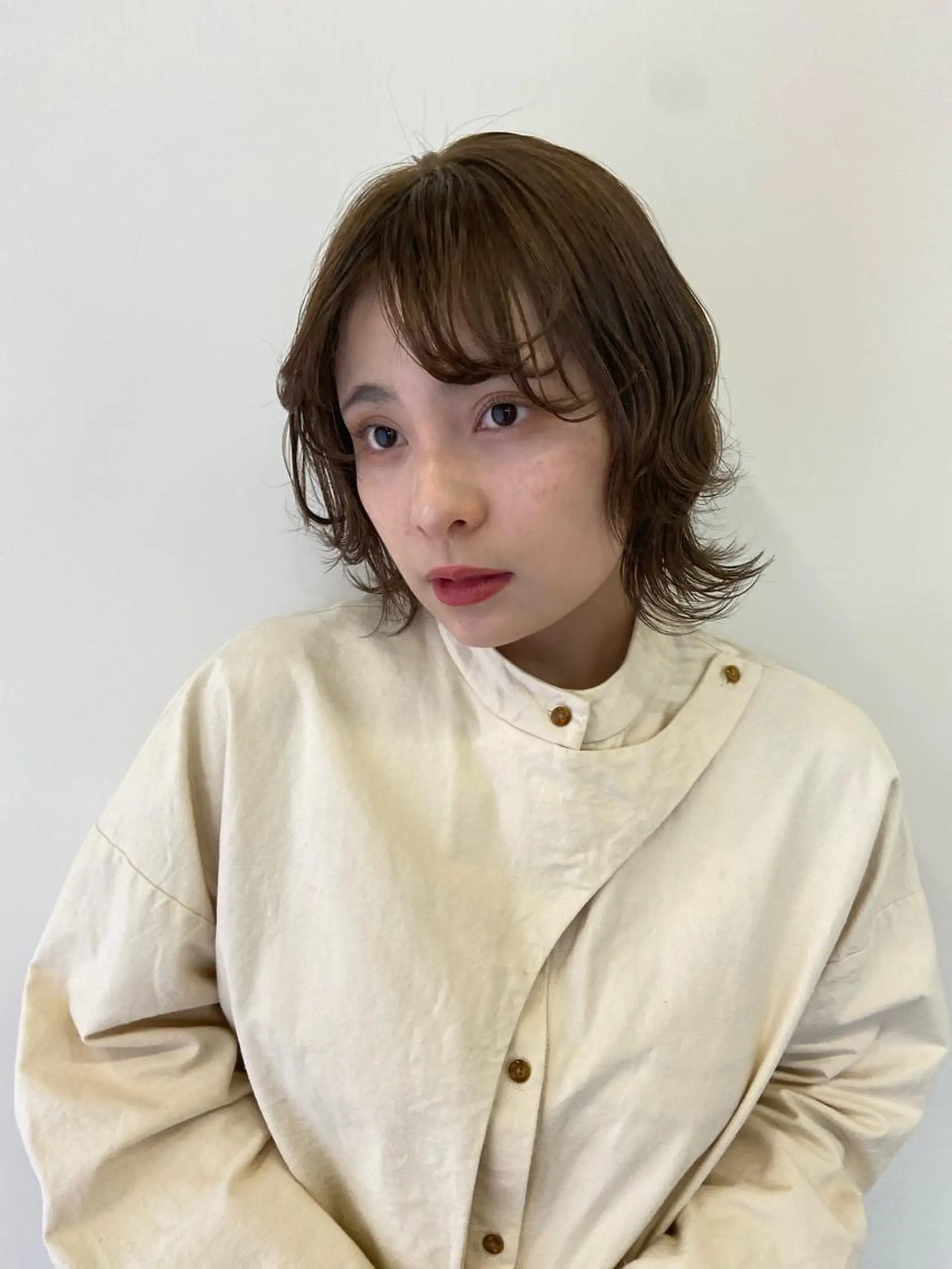 ミディアム ヘアアレンジ 伸ばしかけ レイヤーカット ウルフカット パーマ特化美容師 mikuのヘアスタイル