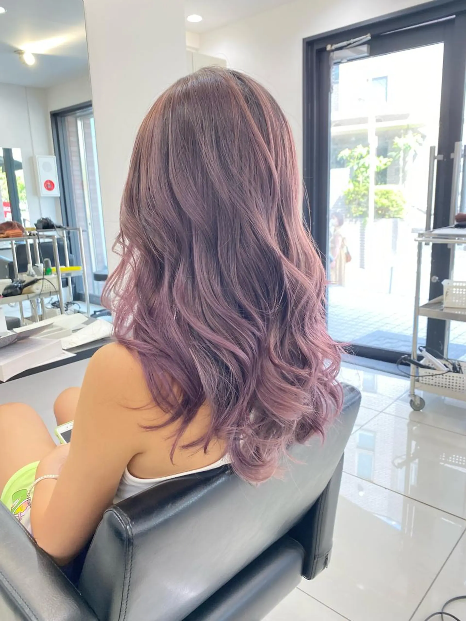 ロング カラー バレイヤージュ ラベンダーカラー ピンクカラー ピンクラベンダー レイヤーカット opus 店長大和 レイヤー/赤み消しのヘアスタイル