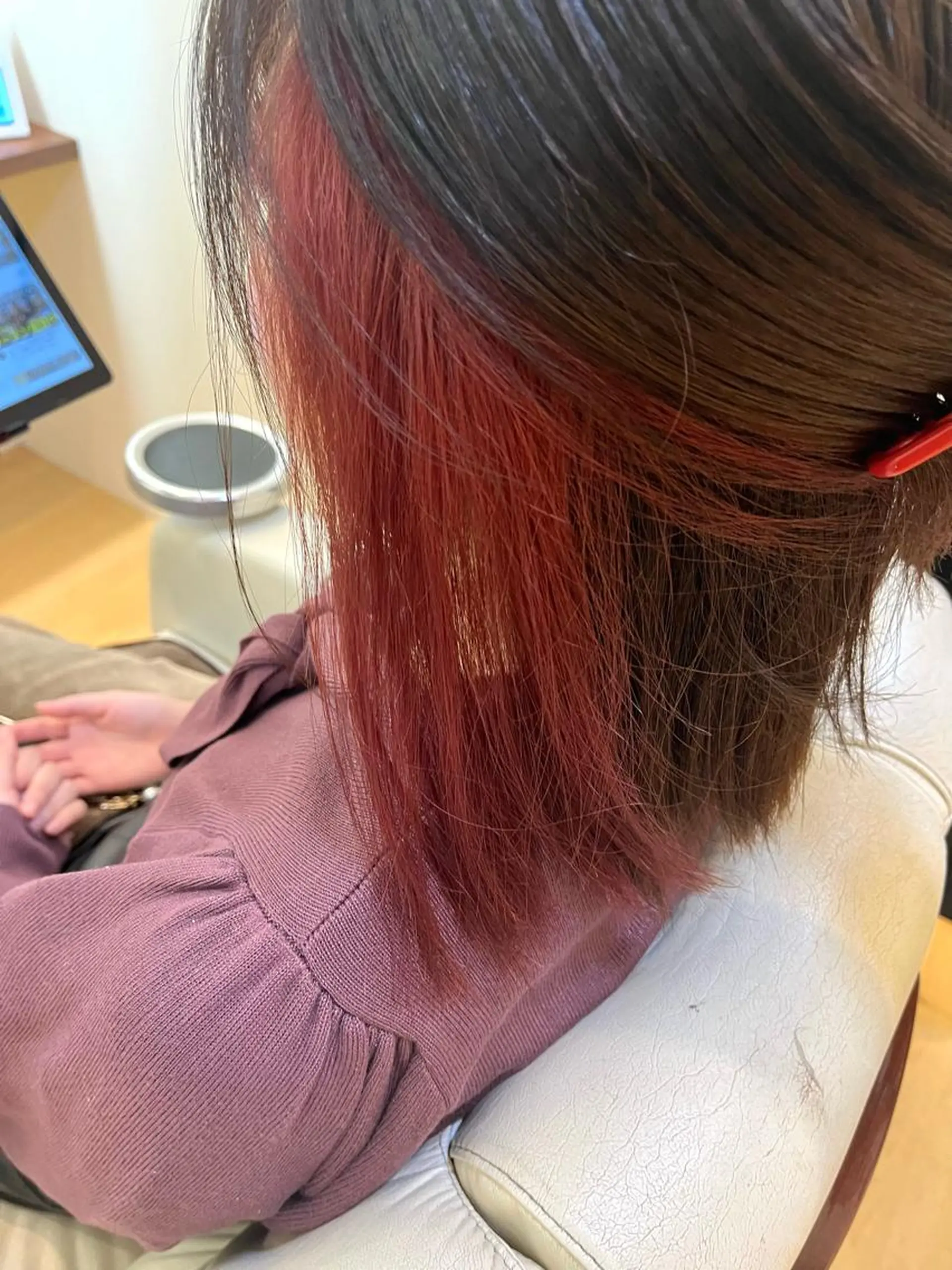 カラー 透明感カラー イヤリングカラー オレンジ ピンクカラー ルビー 後藤 瑞季のヘアスタイル