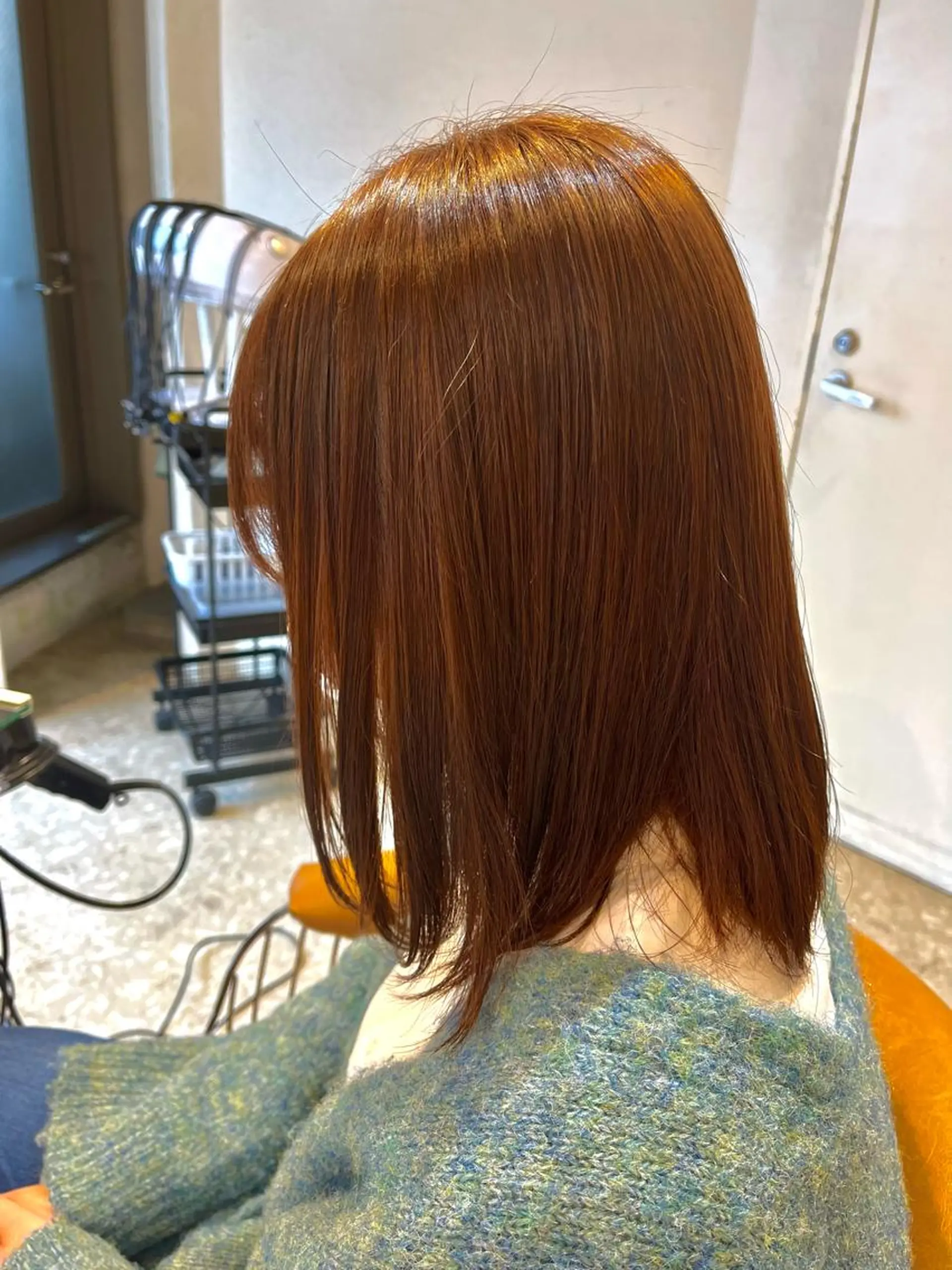 ミディアム カラー オレンジ 縮毛矯正 カット ヘアカラー 縮毛矯正 うしだ かおるのヘアスタイル