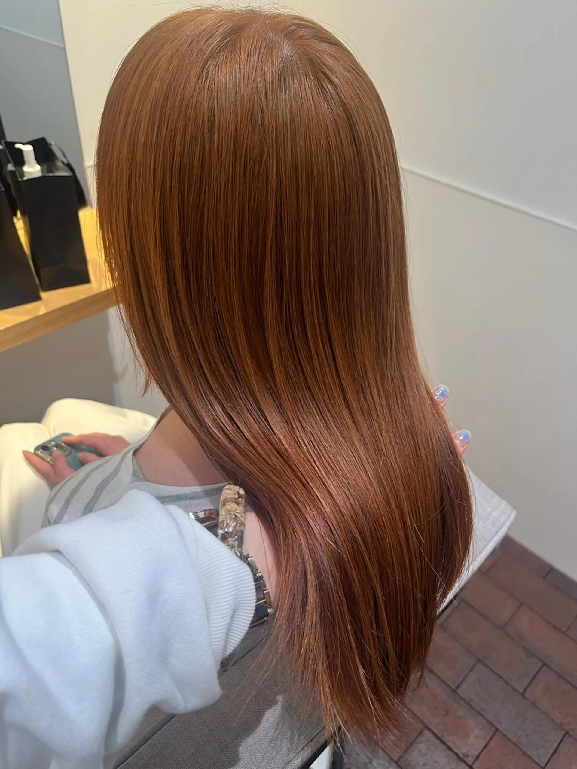 ミディアム カラー ブリーチ ブリーチなしカラー オレンジ カット ヘアカラー トリートメント マンツーマン 縮毛矯正/マユコのヘアスタイル