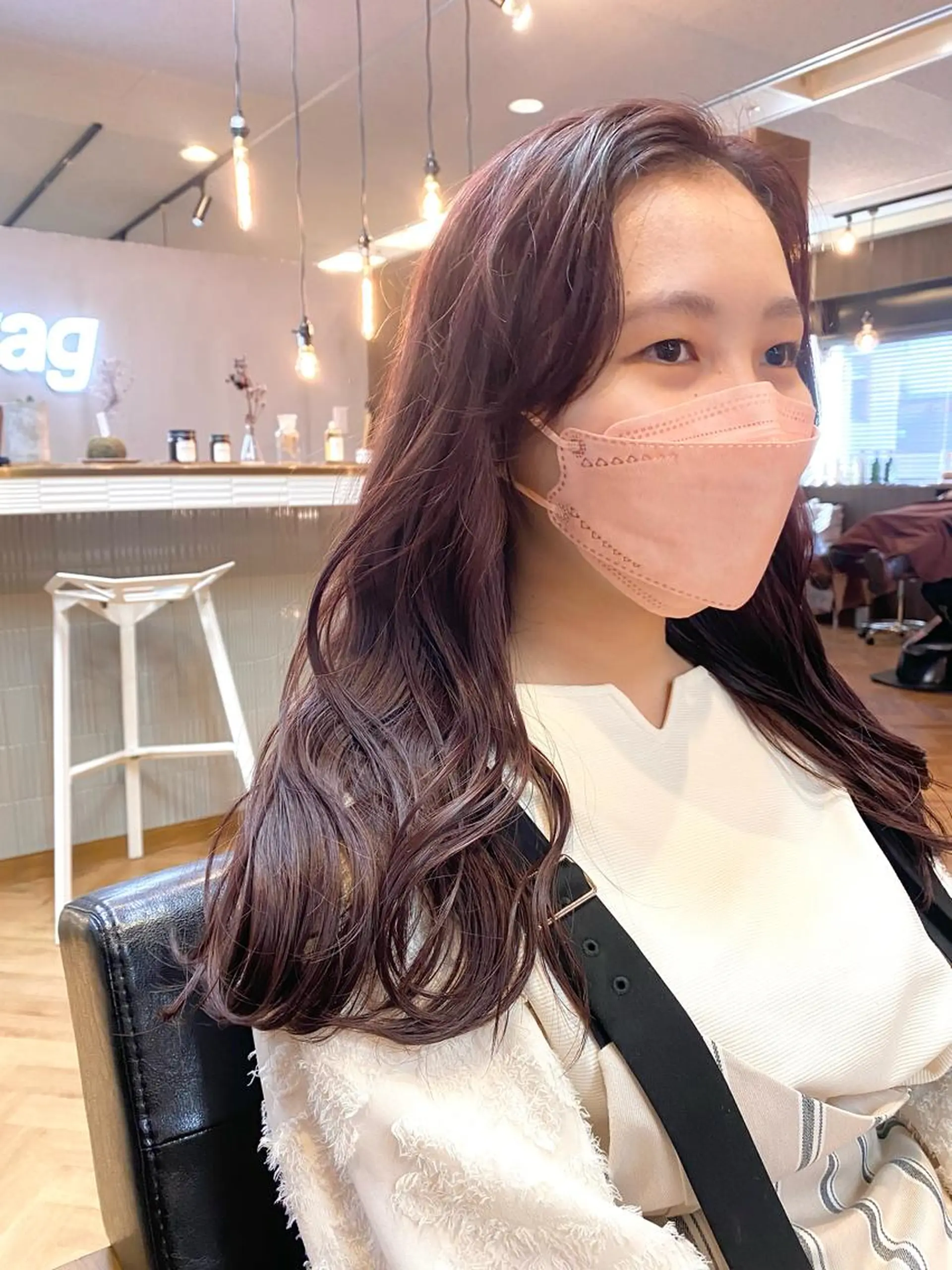 セミロング カラー ベージュカラー ブリーチ ラベンダーカラー ブリーチなしカラー ピンクカラー カット ヘアカラー トリートメント ハル🌸柔色/ ブリーチなし/艶髪のヘアスタイル