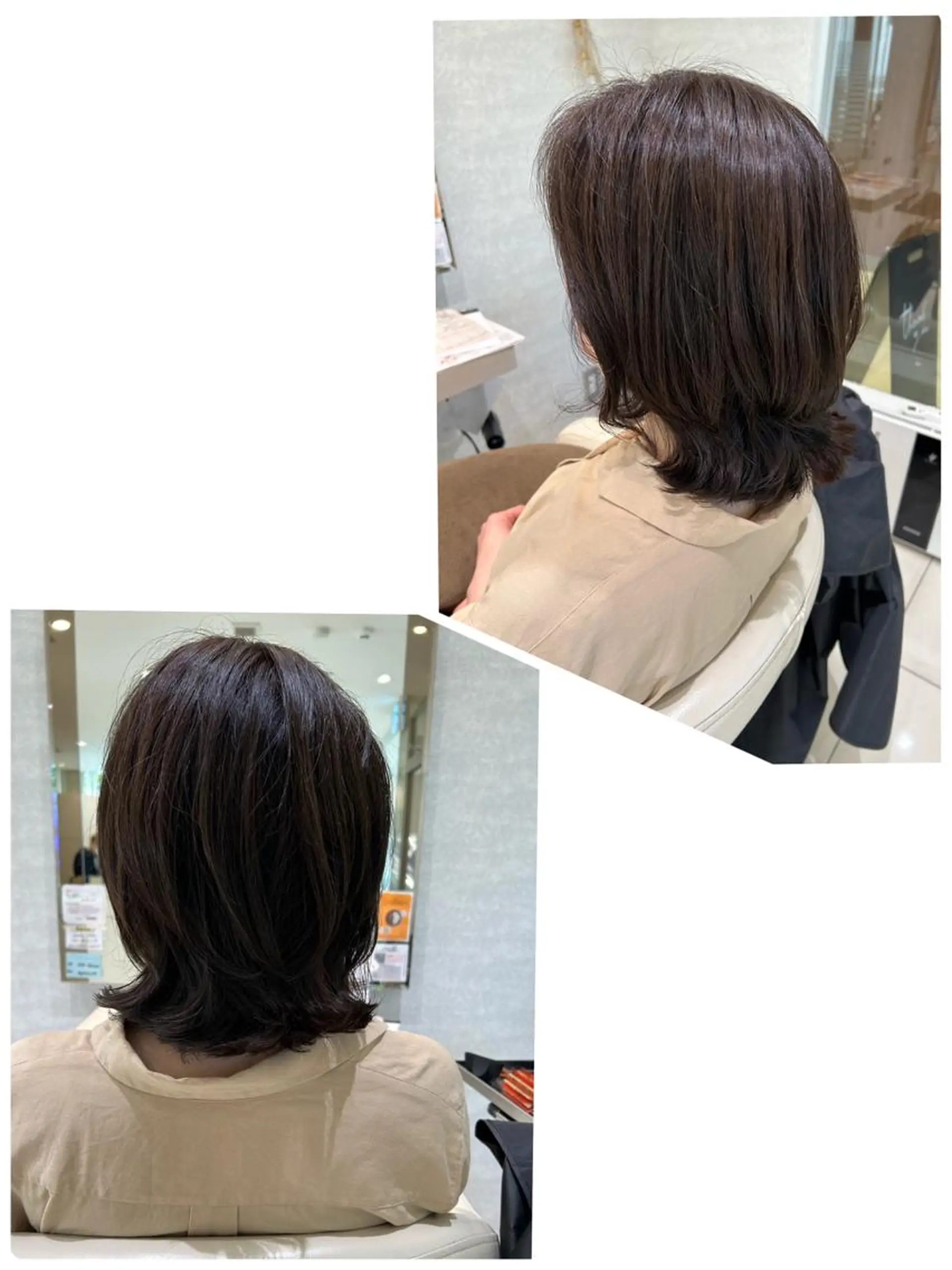 ミディアム カラー 外ハネヘア ヘアカラー 縮毛矯正&髪質改善 西野のヘアスタイル