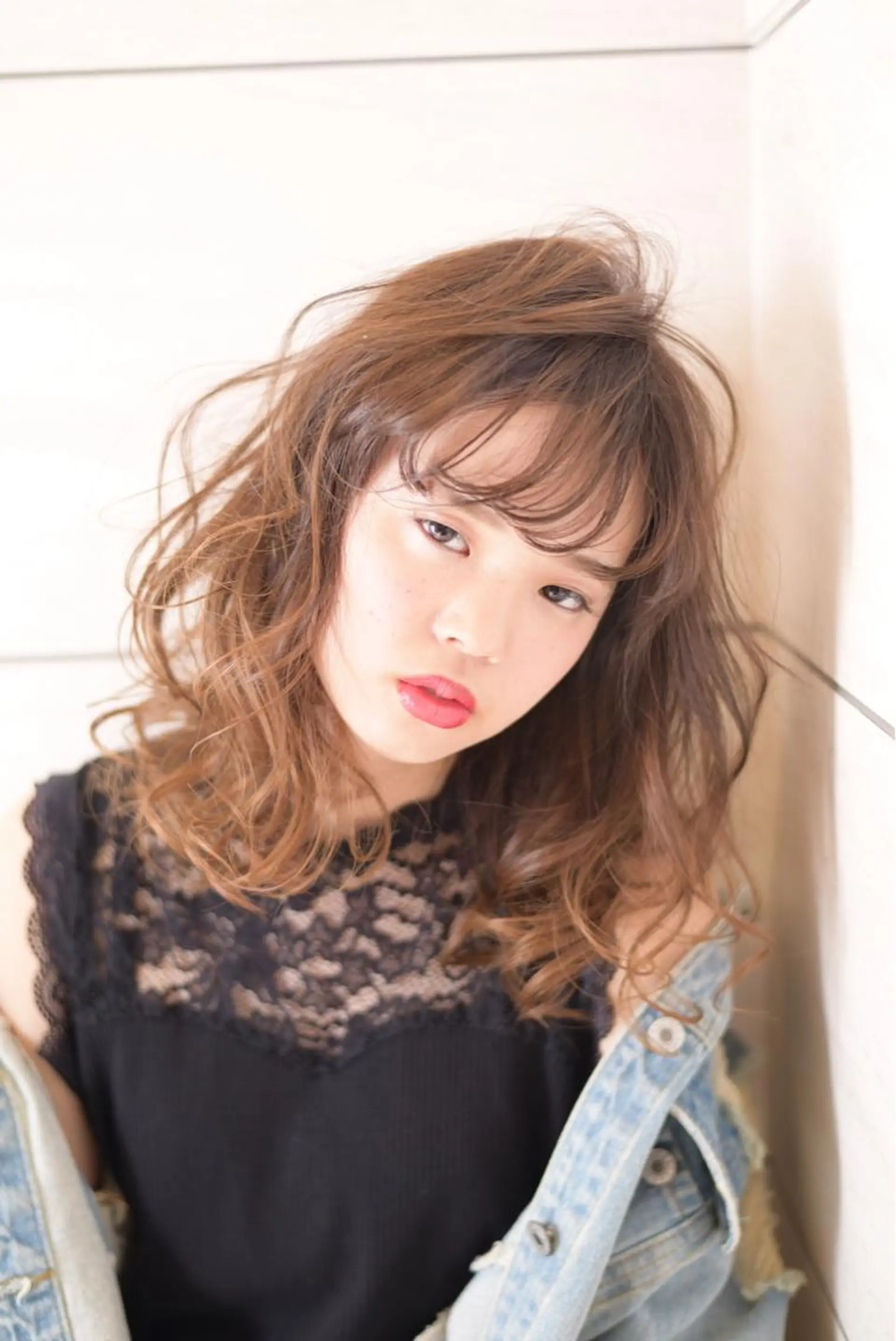 ミディアム カラー ヘアアレンジ テラモト カズヨシのヘアスタイル