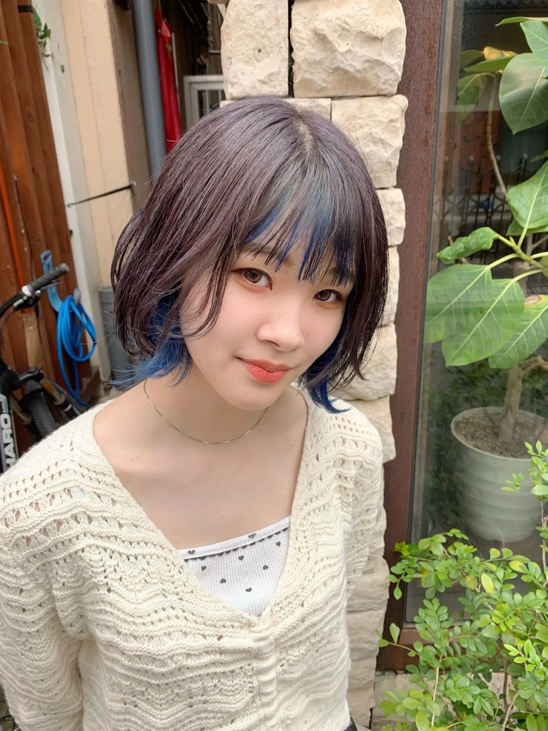 ショート カラー パーマ ブルーカラー ヘアセット Libre 西野圭一のヘアスタイル