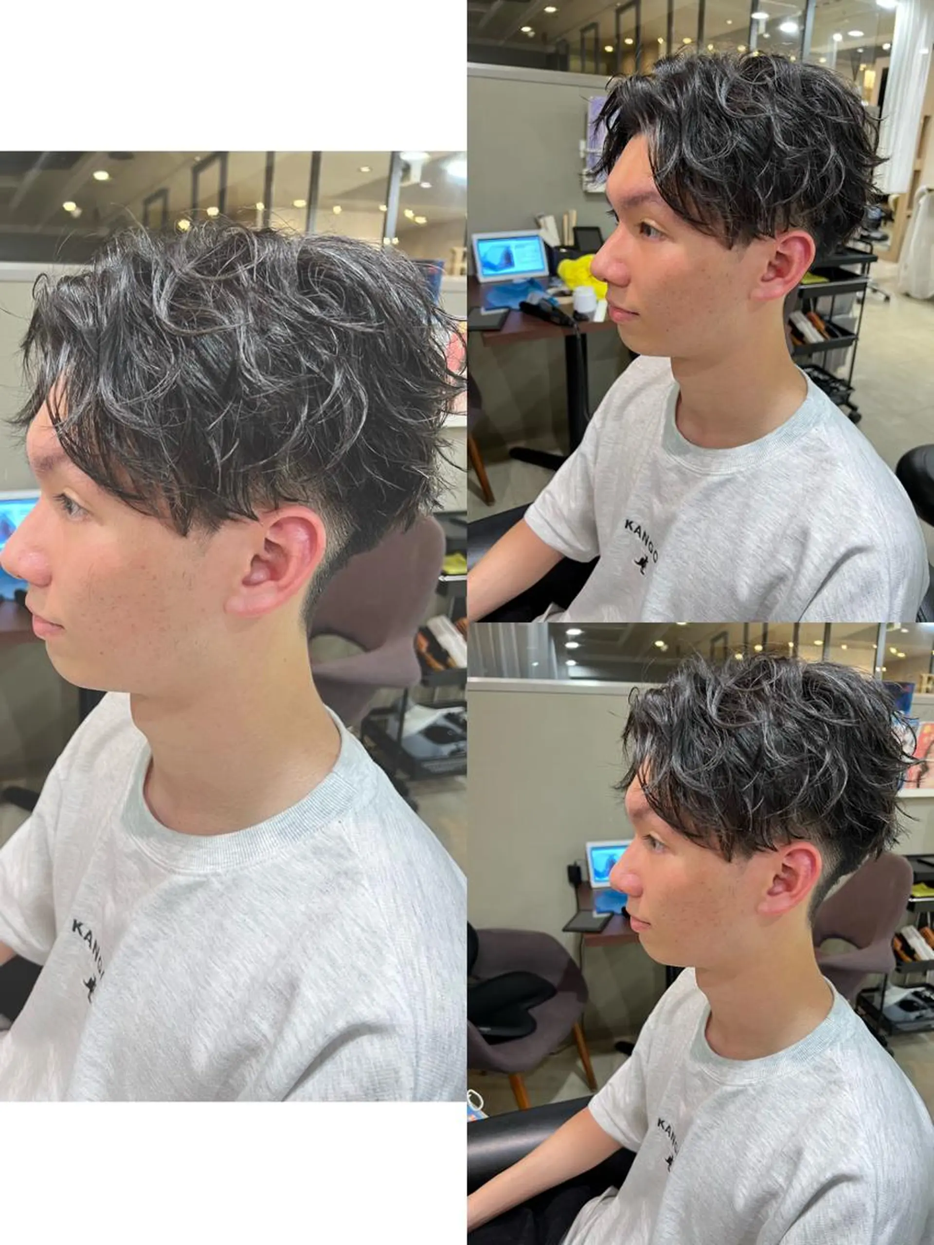 パーマ メンズ アップバング 心斎橋メンズサロン リベルテグリットのヘアスタイル