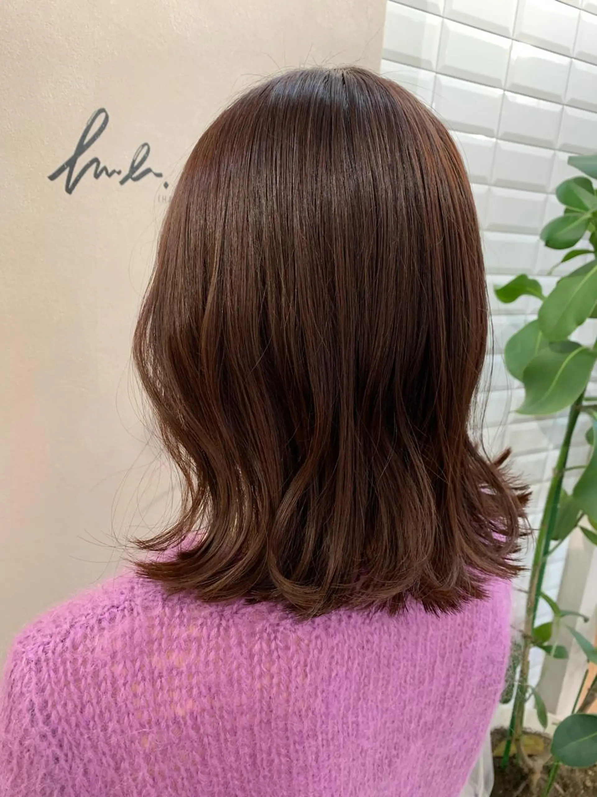 セミロング カラー ブラウンカラー hub hair レイヤー/透明感のヘアスタイル